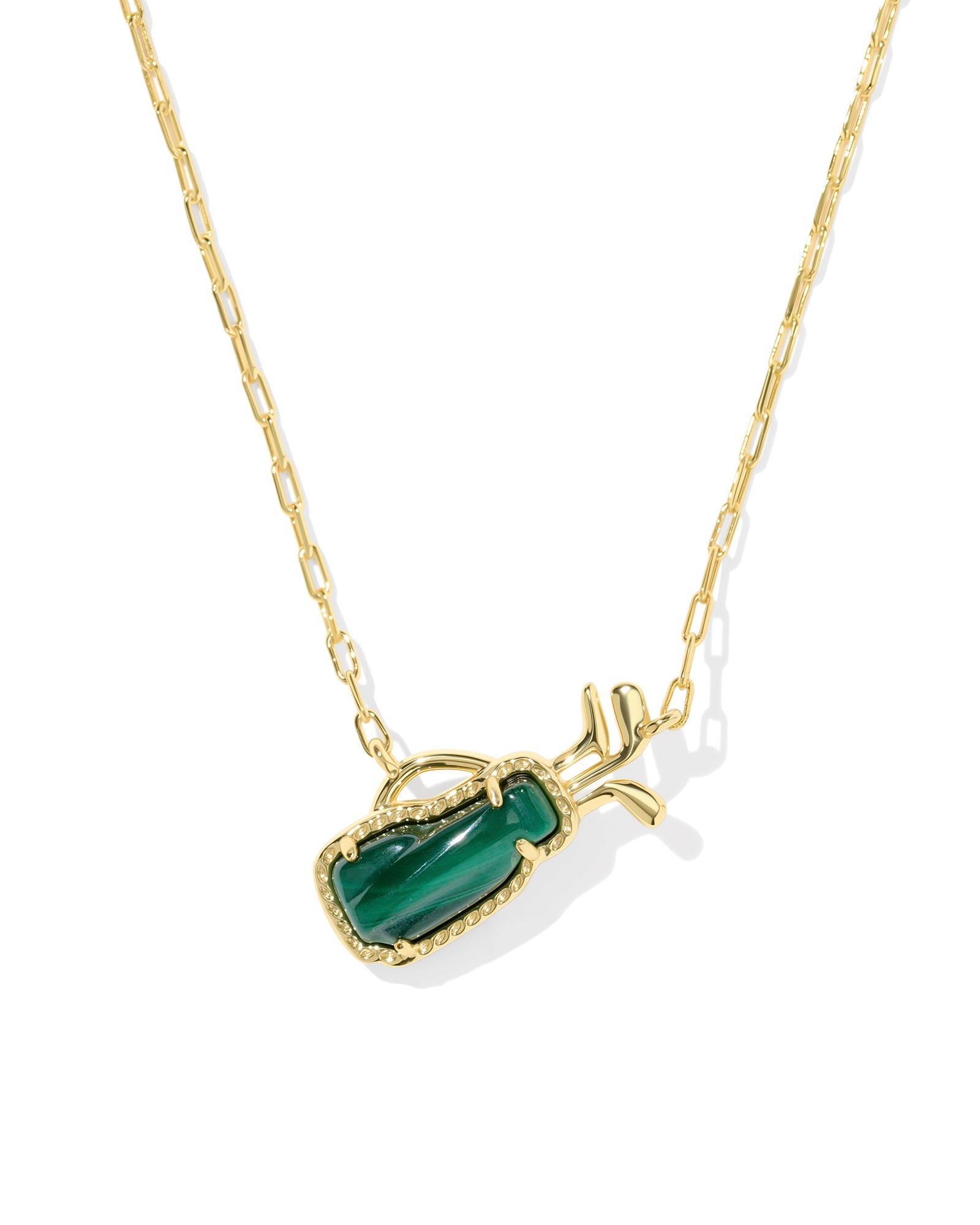 Kendra Scott Golf Pendant Necklace | Gold | Green Malachite