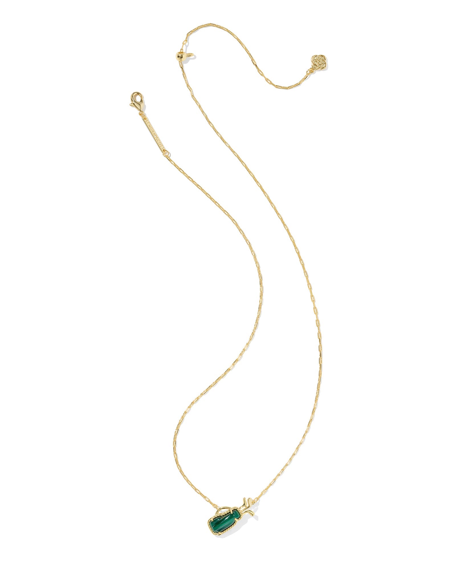 Kendra Scott Golf Pendant Necklace | Gold | Green Malachite - Juli's Wearable Art