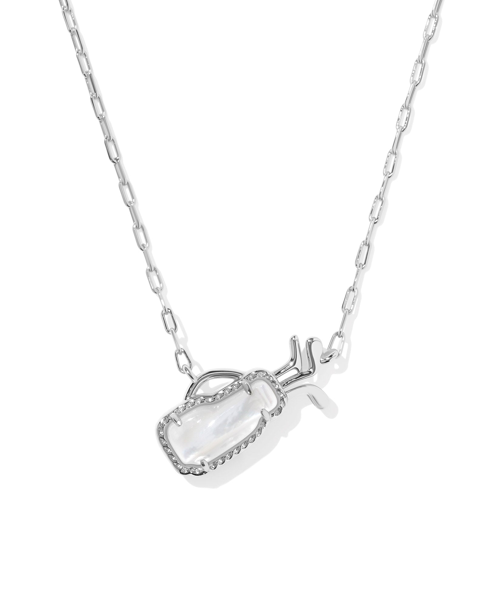 Kendra Scott Golf Pendant Necklace | Silver | Ivory MOP