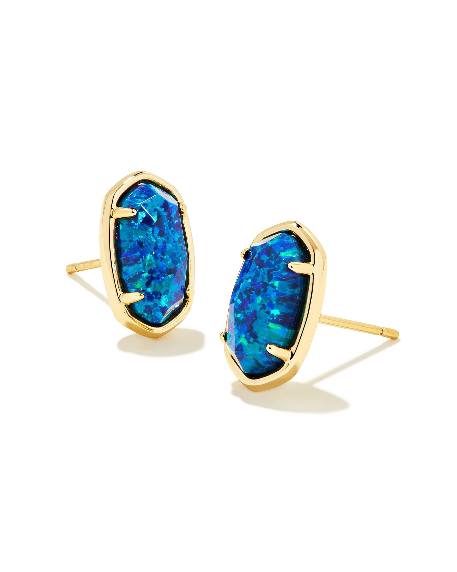 Kendra Scott Grayson Gold Blue Opal Stud Earrings - Juli's Wearable Art