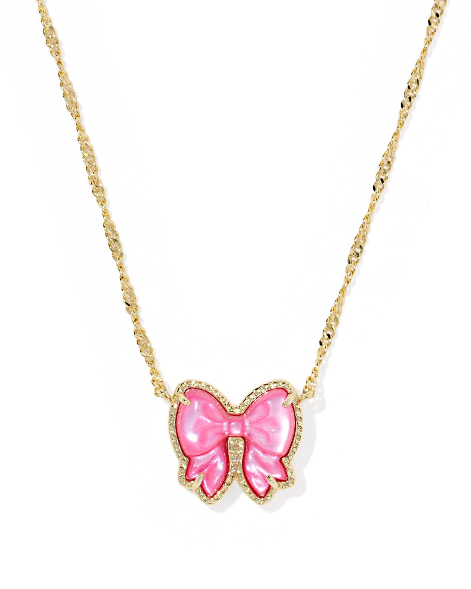 Kendra Scott Haley Bow Short Pendant Necklace – Gold Rose Violet Mother of Pearl