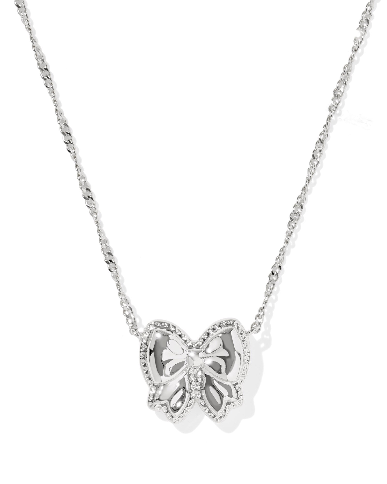 Kendra Scott Haley Bow Short Pendant Necklace – Silver Ivory Mother of Pearl - Juli's Wearable Art