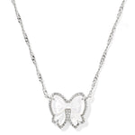 Kendra Scott Haley Bow Short Pendant Necklace – Silver Ivory Mother of Pearl - Juli's Wearable Art