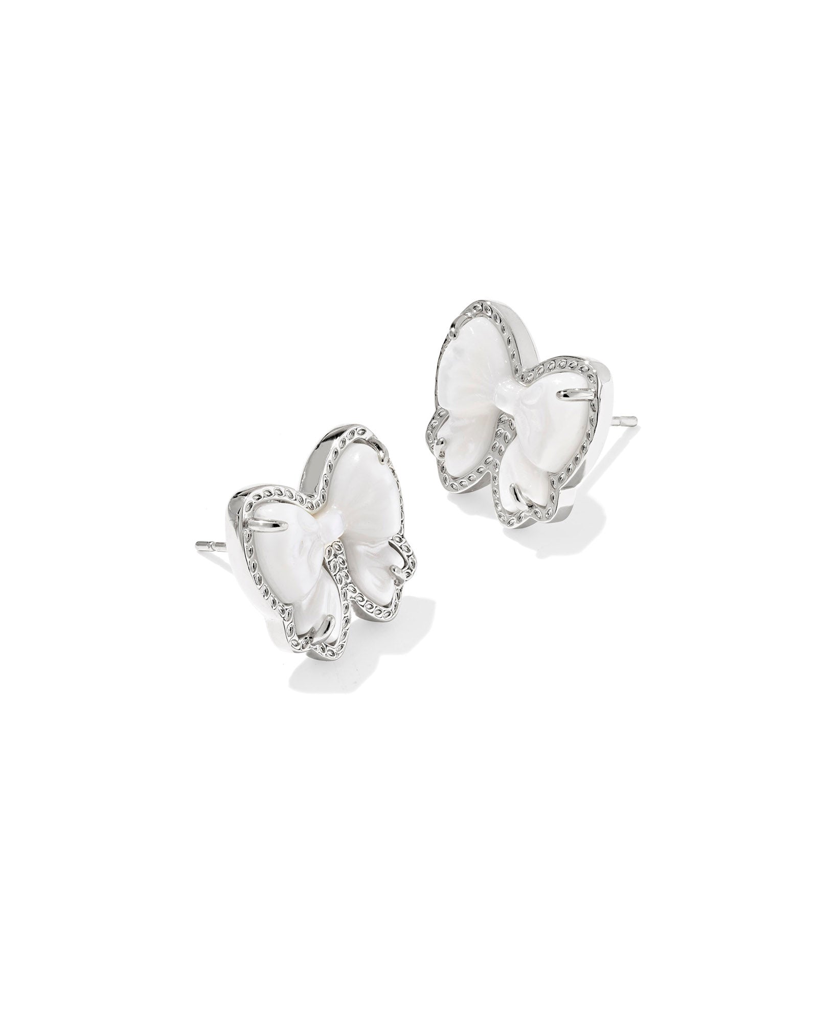 Kendra Scott Haley Bow Silver Stud Earrings - Ivory Mother of Pearl - Juli's Wearable Art