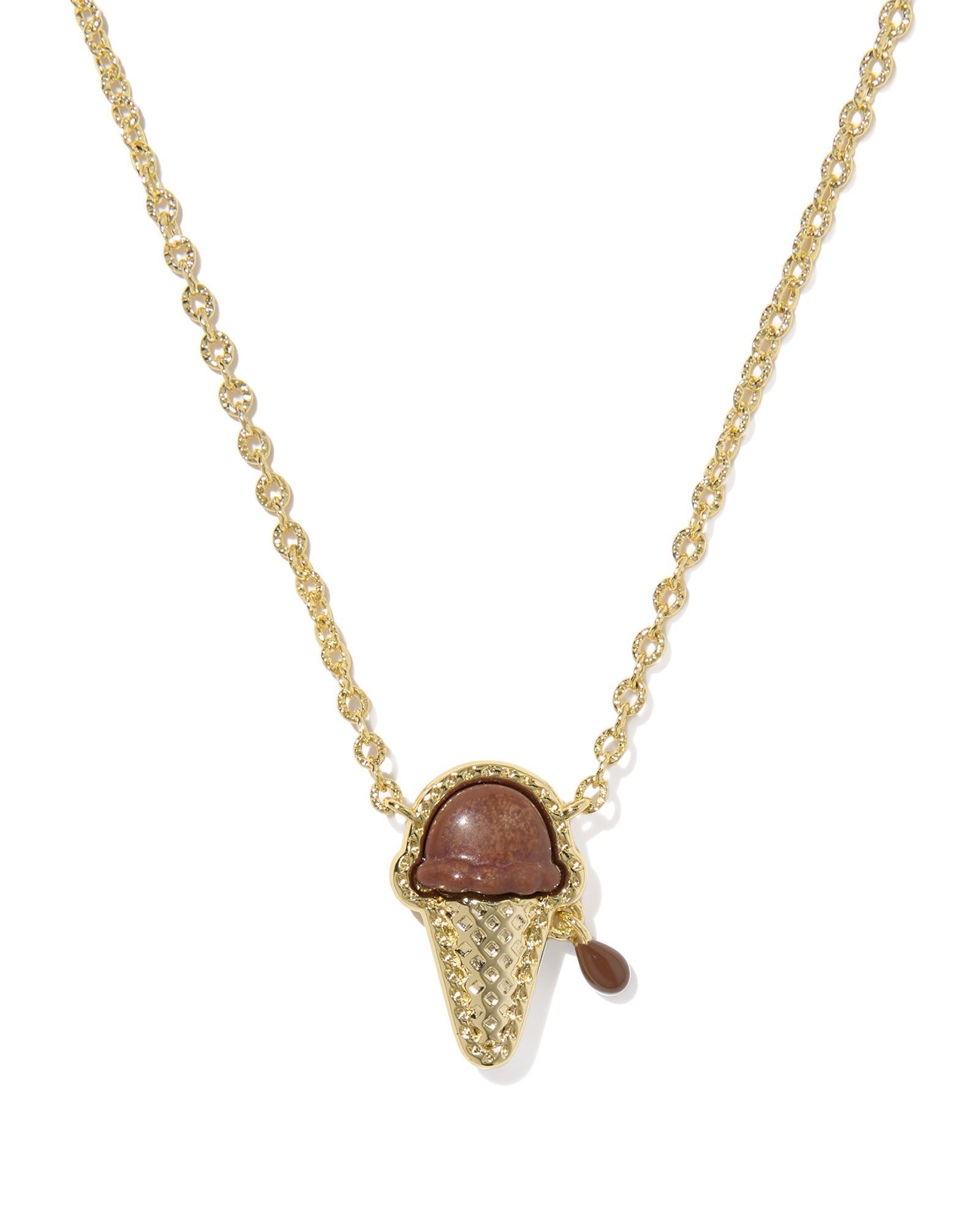 Kendra Scott Ice Cream Short Pendant Necklace | Gold | Brown Magnesite