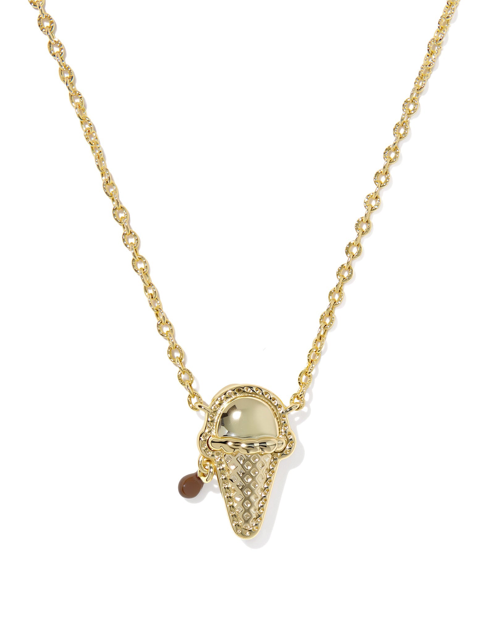 Kendra Scott Ice Cream Short Pendant Necklace | Gold | Brown Magnesite