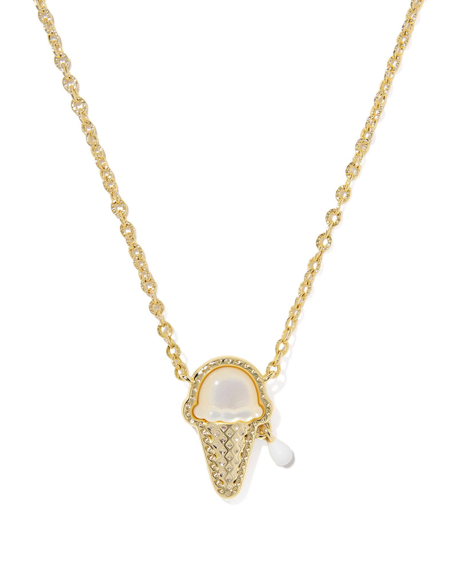 Kendra Scott Ice Cream Short Pendant Necklace | Gold | Ivory Mother of Pearl