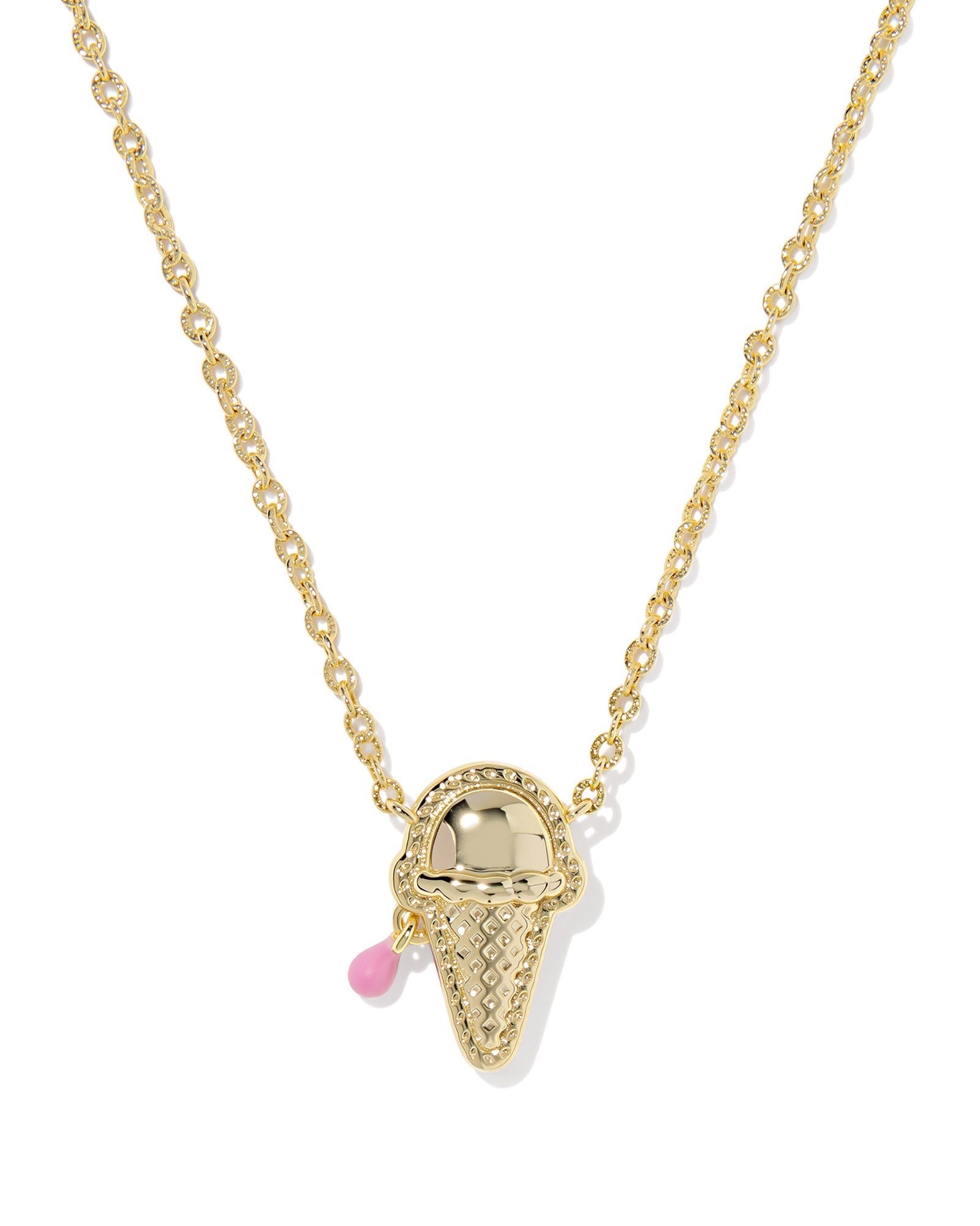 Kendra Scott Ice Cream Short Pendant Necklace | Gold | Pastel Pink Mother of Pearl