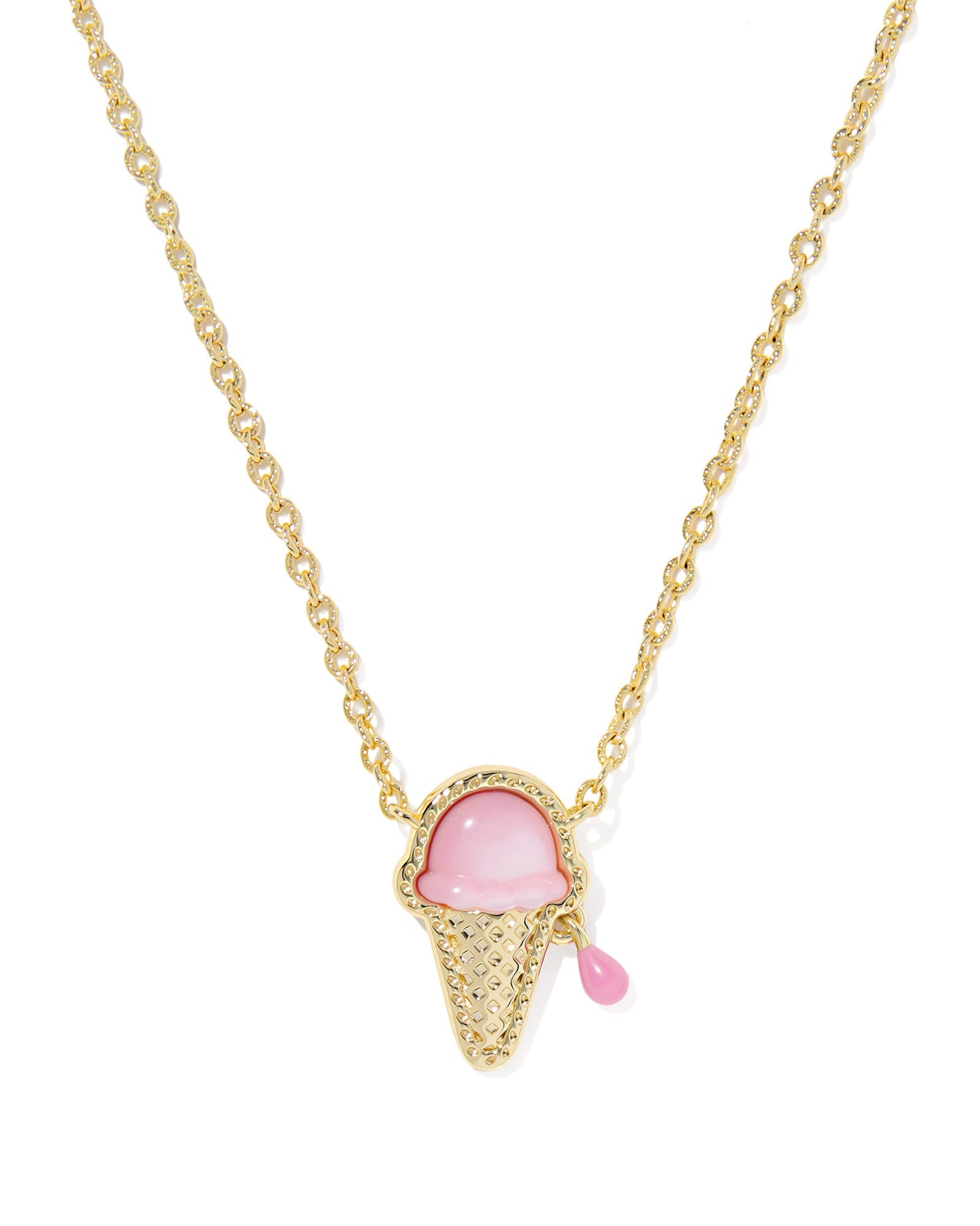 Kendra Scott Ice Cream Short Pendant Necklace | Gold | Pastel Pink Mother of Pearl
