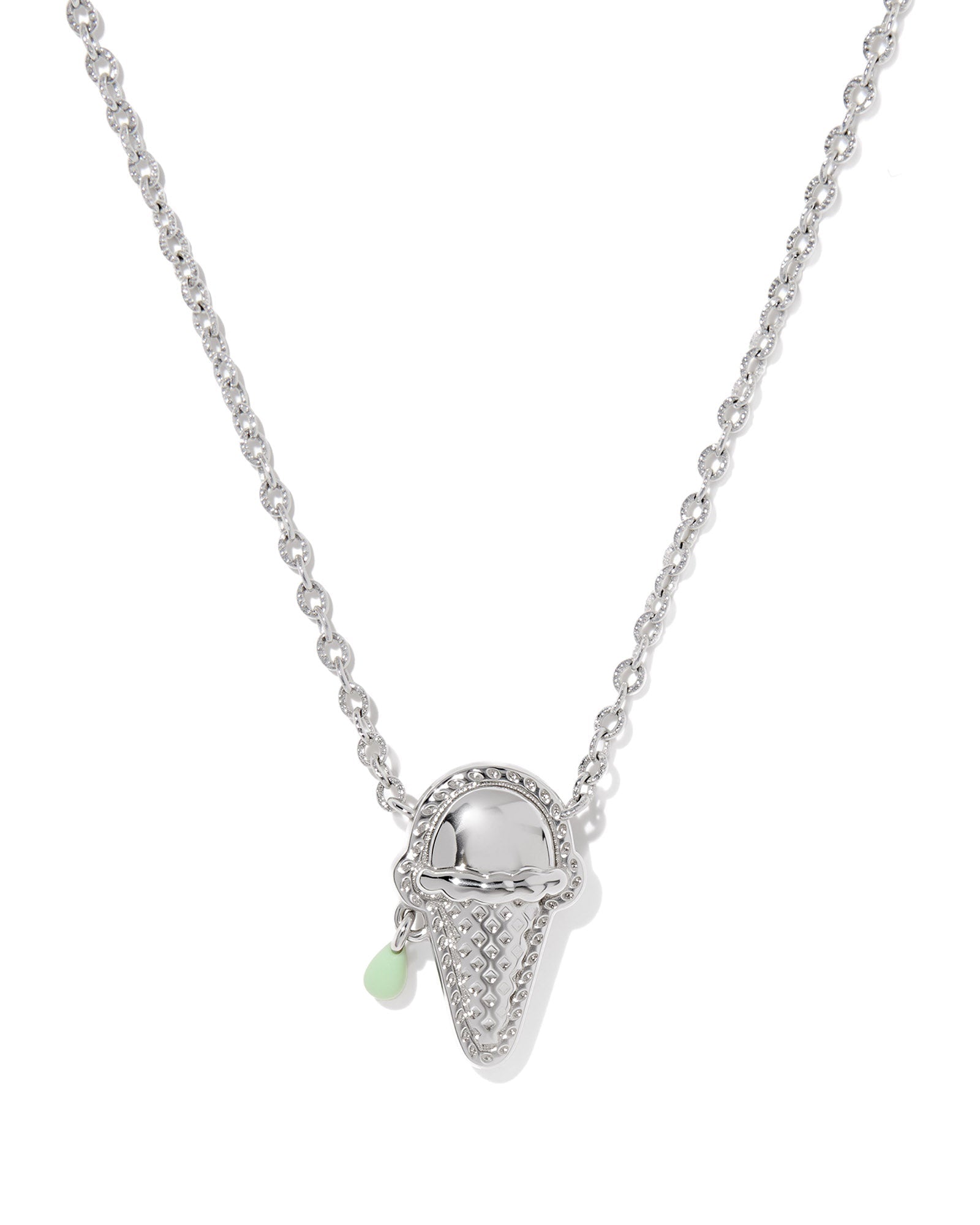 Kendra Scott Ice Cream Short Pendant Necklace | Silver | Mint Mother of Pearl