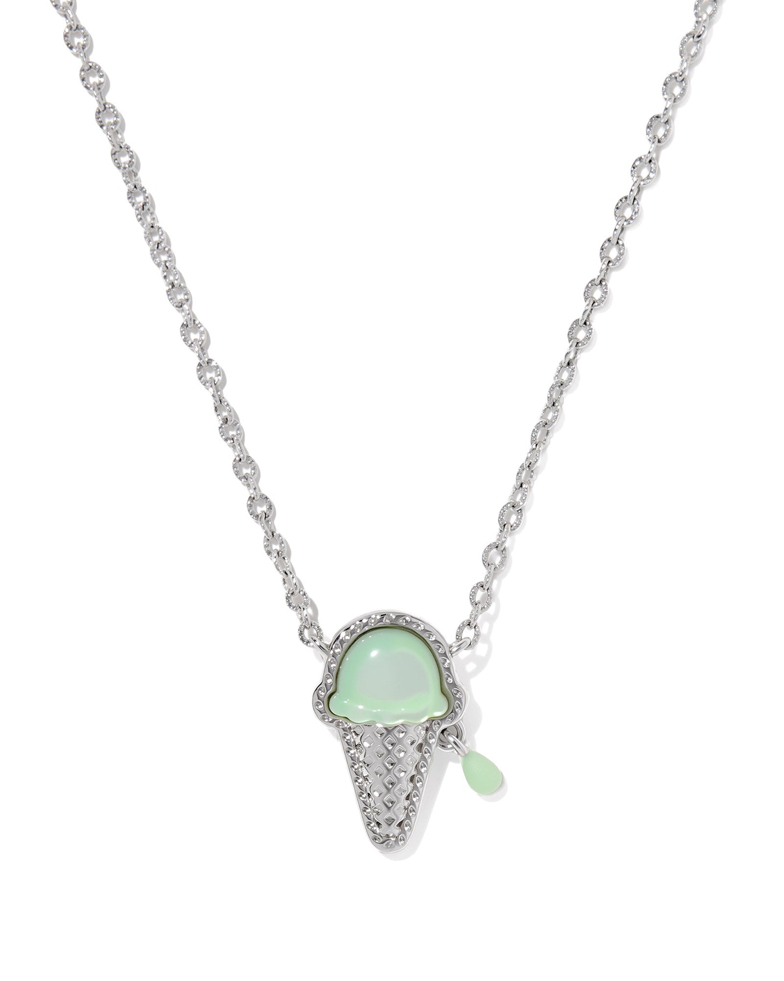 Kendra Scott Ice Cream Short Pendant Necklace | Silver | Mint Mother of Pearl