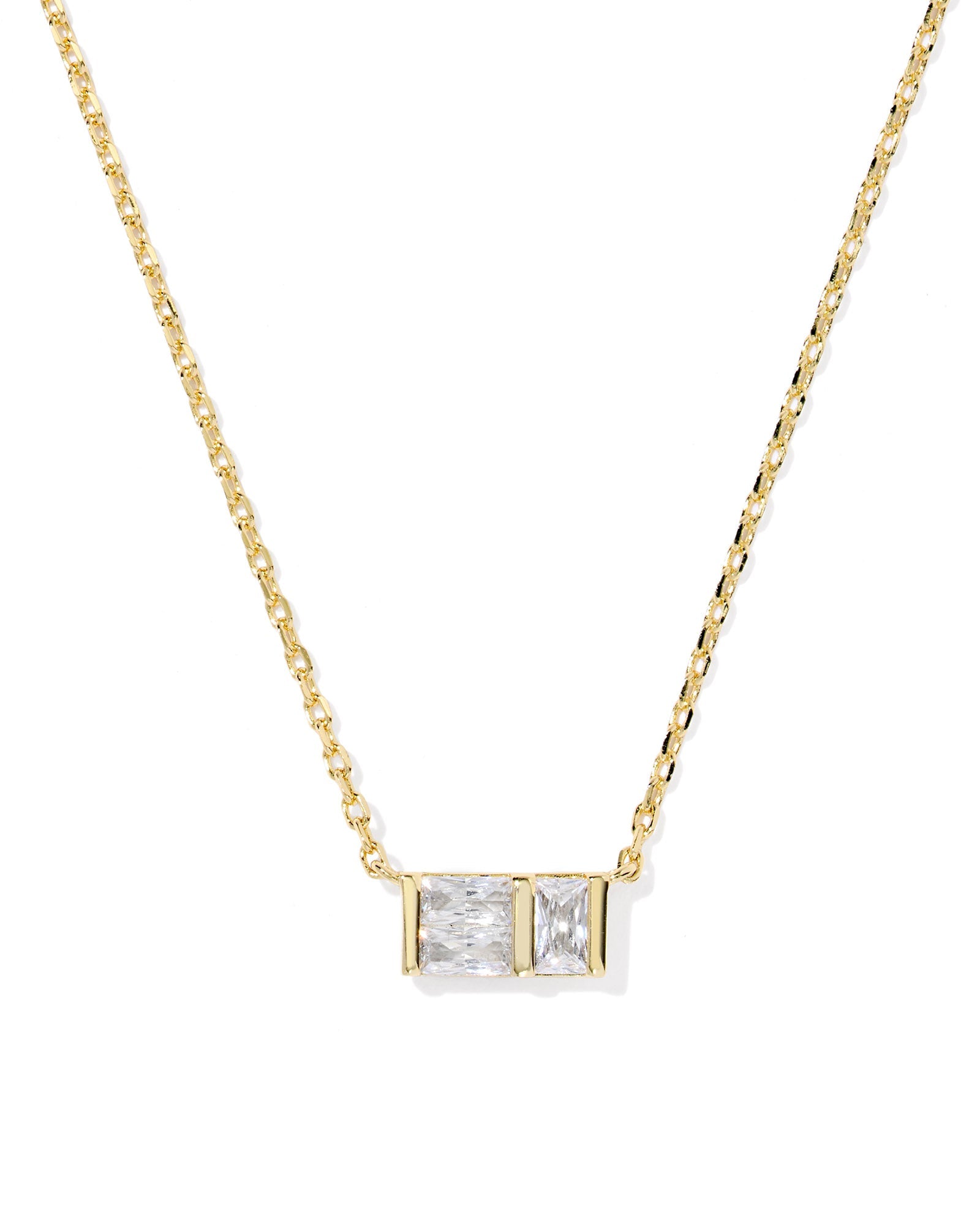 Kendra Scott Jamie Short Pendant Necklace – Gold White CZ - Juli's Wearable Art
