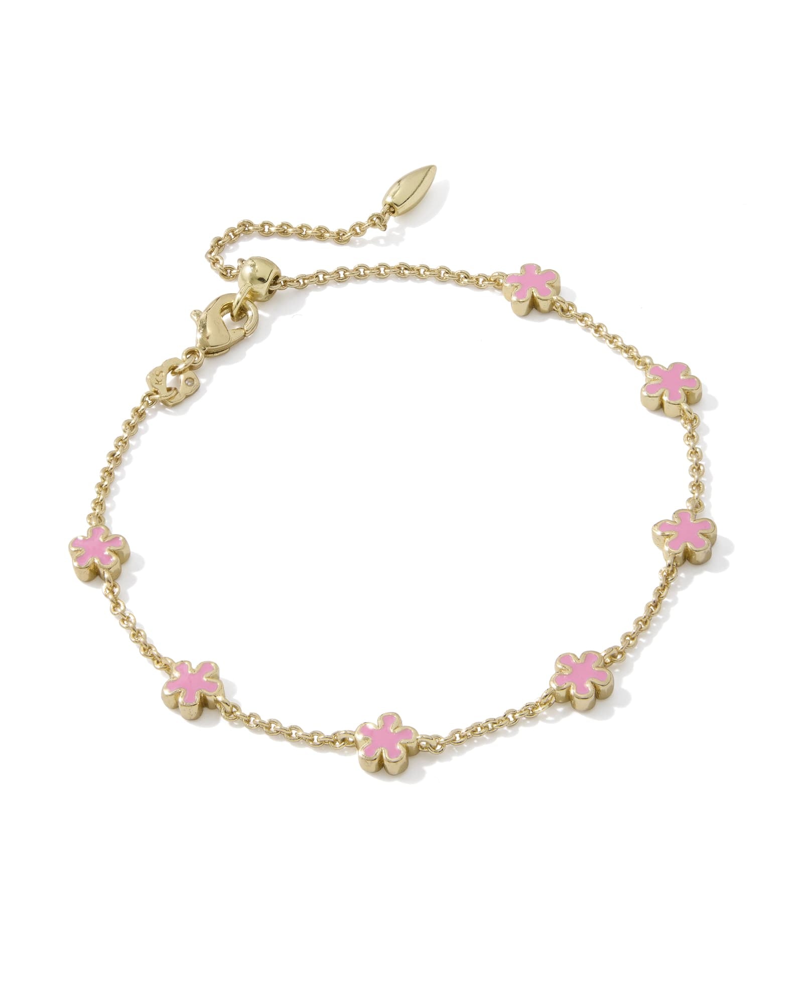 Kendra Scott Jane Delicate Chain Bracelet in Gold | Dark Pink Enamel