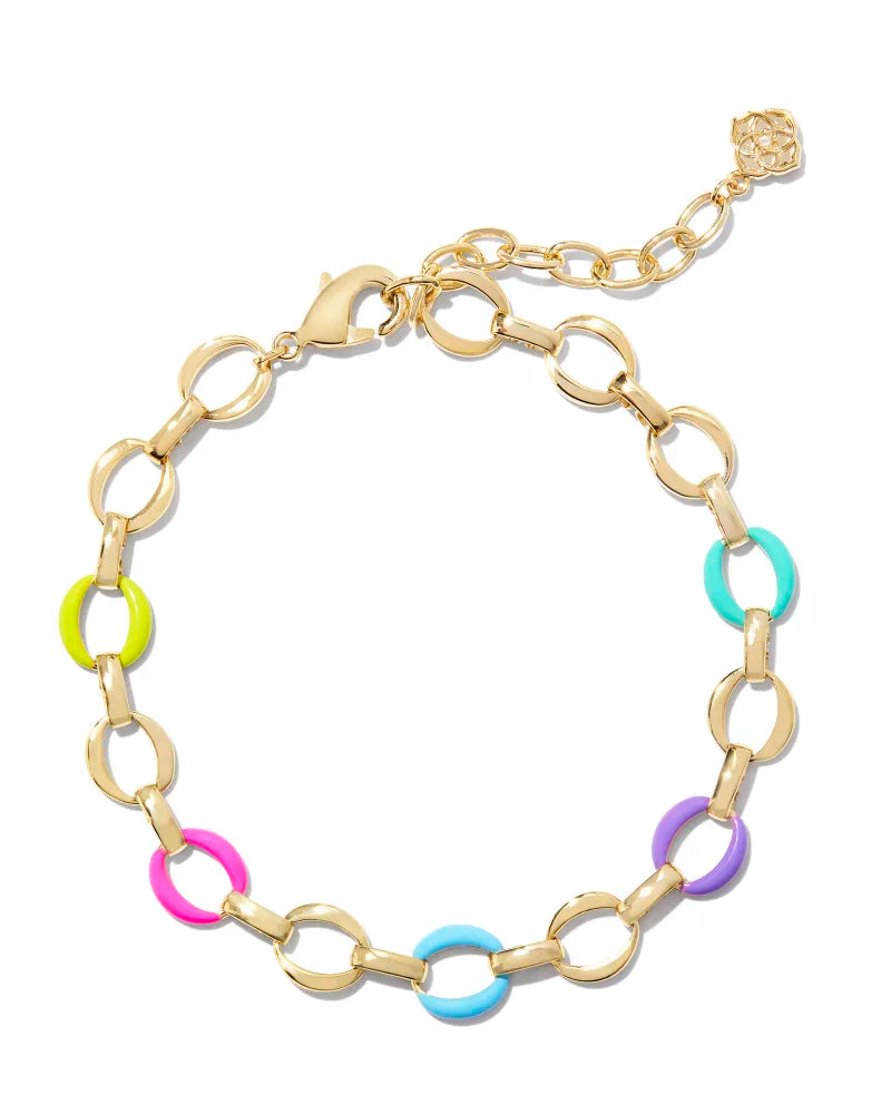 Kendra Scott Kelsey Gold Chain Multicolor Bracelet