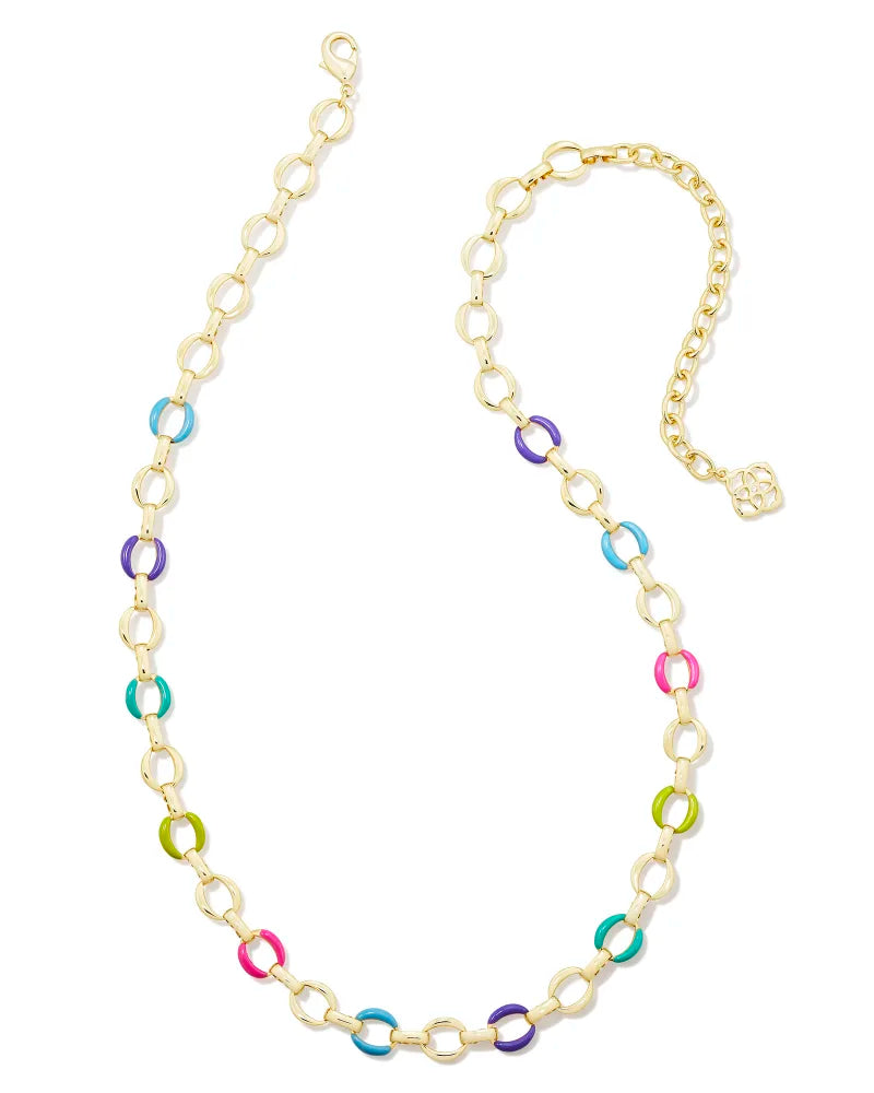 Kendra Scott Kelsey Gold Chain Multicolored Necklace