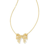 Kendra Scott Krista Gold Bow Short Pendant Necklace in White Mix - Juli's Wearable Art
