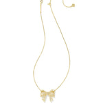 Kendra Scott Krista Gold Bow Short Pendant Necklace | White Mix Crystal & Pearls - Juli's Wearable Art