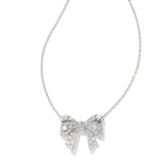 Kendra Scott Krista Silver Bow Pendant Necklace – White Mix Crystals & Freshwater Pearls - Juli's Wearable Art