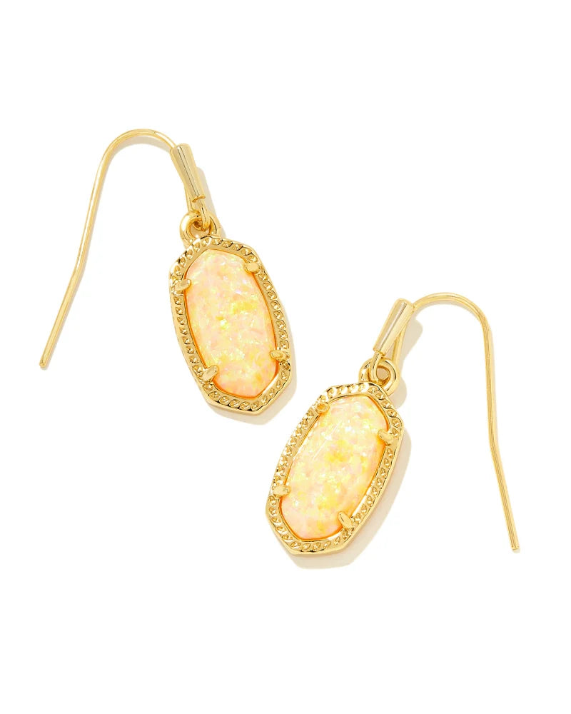 Kendra Scott Lee Gold Drop Earrings in Yellow Kyocera Opal