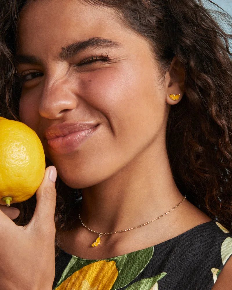 Kendra Scott Lemon Slice Short Pendant Necklace | Yellow/Gold