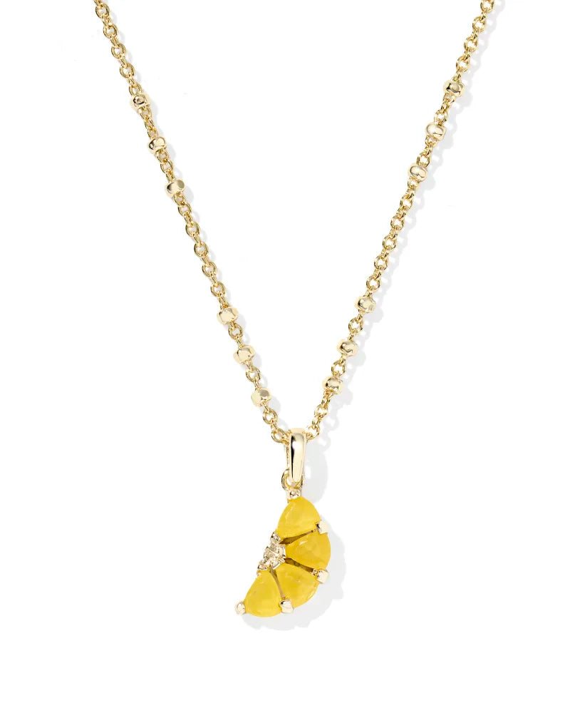 Kendra Scott Lemon Slice Short Pendant Necklace | Yellow/Gold