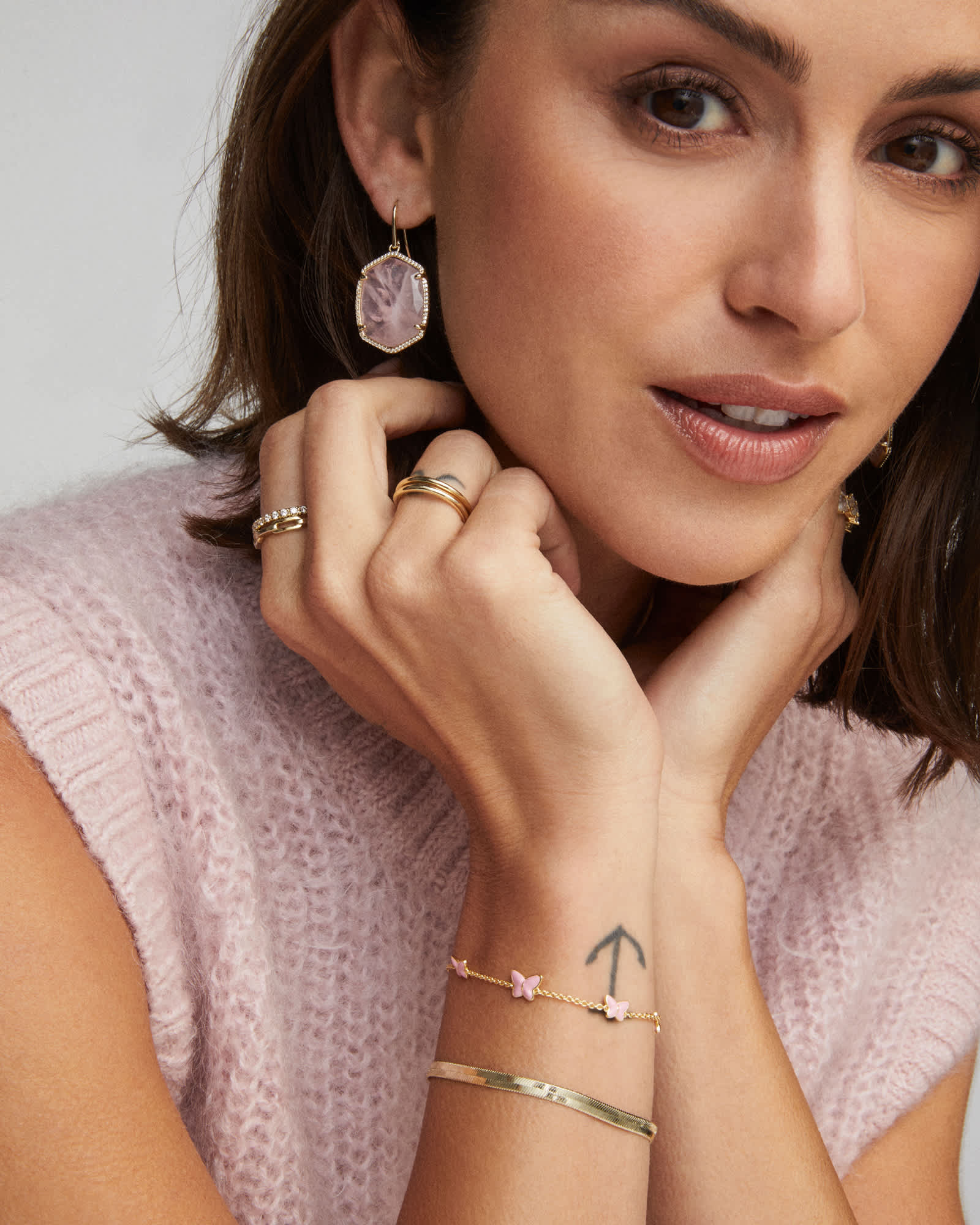 Kendra Scott Lillia Butterfly Gold & Pink Enamel Delicate Chain Bracelet - Juli's Wearable Art