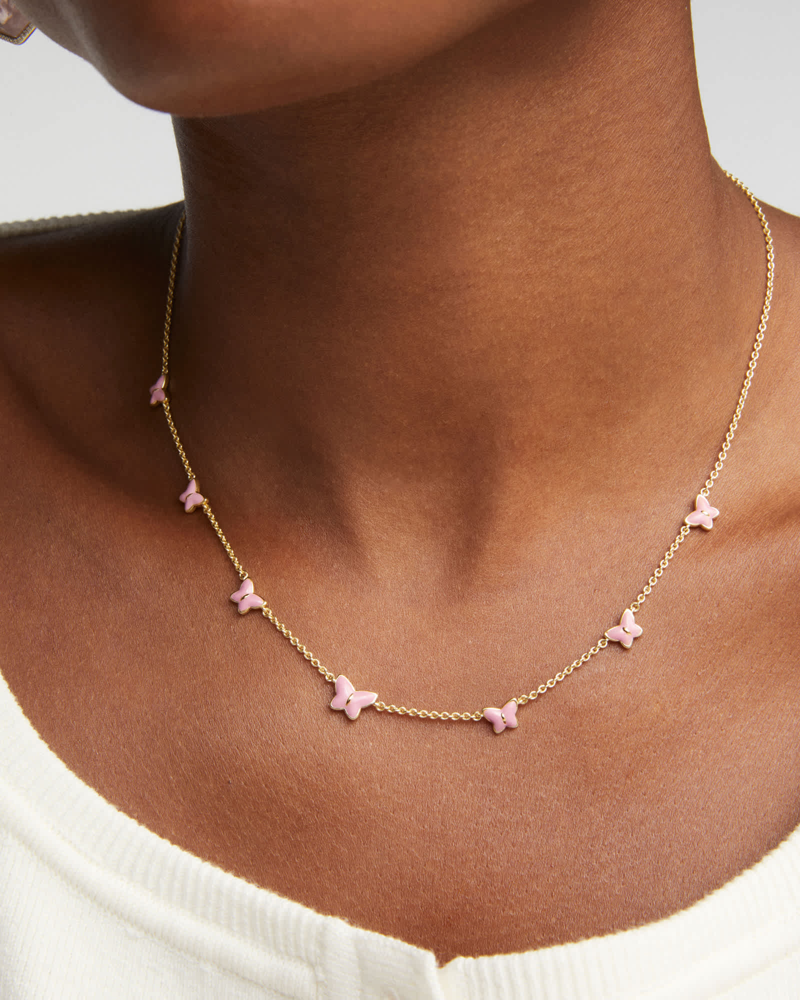 Kendra Scott Lillia Butterfly Gold & Pink Enamel Strand Necklace - Juli's Wearable Art