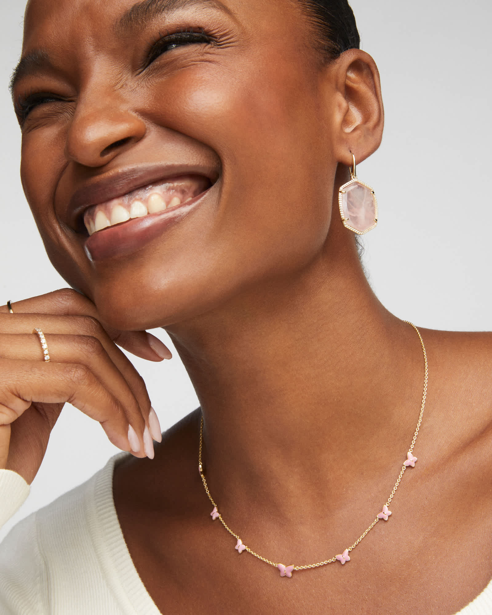 Kendra Scott Lillia Butterfly Gold & Pink Enamel Strand Necklace - Juli's Wearable Art