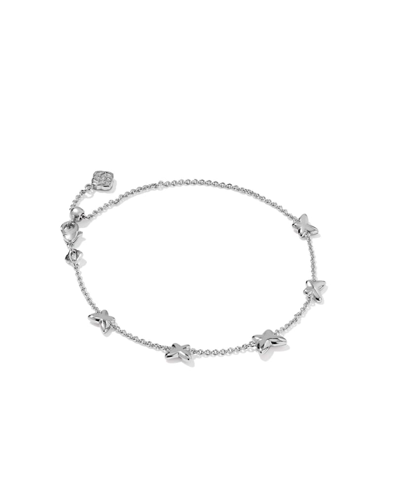 Kendra Scott Lillia Butterfly Silver & Pink Enamel Delicate Chain Bracelet - Juli's Wearable Art