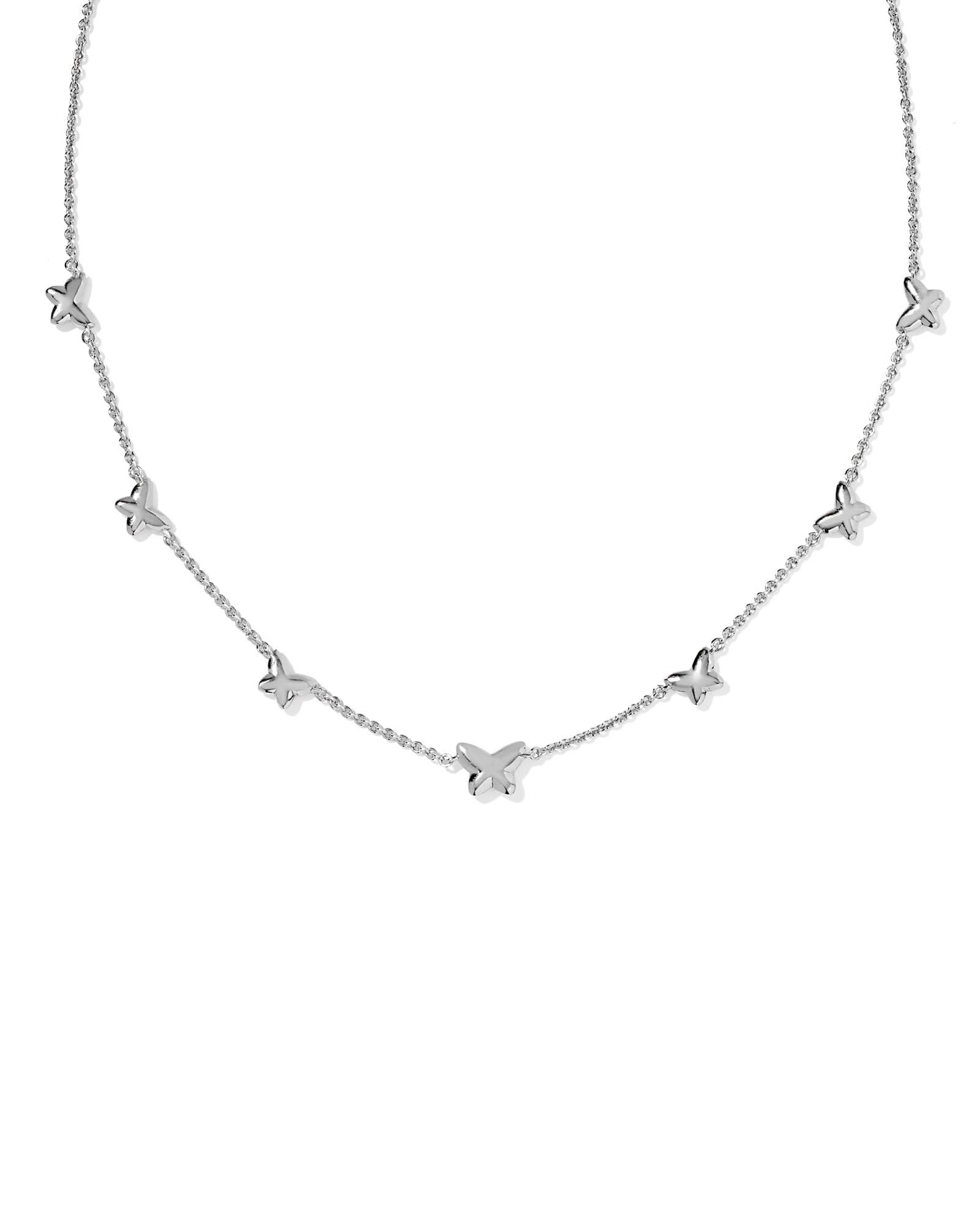 Kendra Scott Lillia Butterfly Silver & Pink Enamel Strand Necklace - Juli's Wearable Art