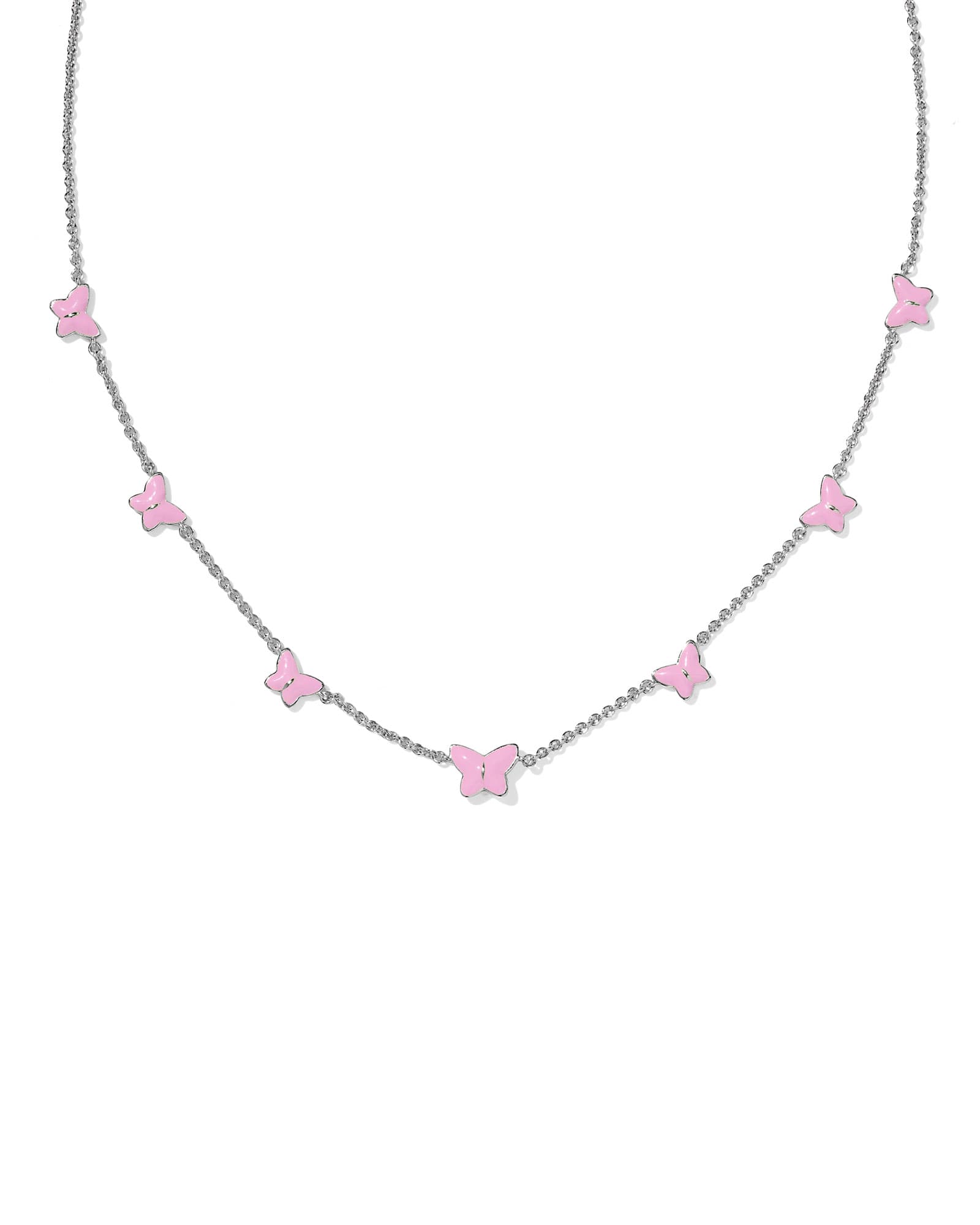 Kendra Scott Lillia Butterfly Silver & Pink Enamel Strand Necklace - Juli's Wearable Art