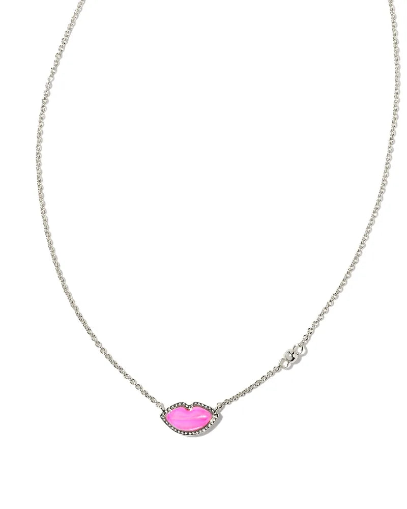 Kendra Scott Lips Pendant Necklaces in Hot Pink Mother-of-Pearl