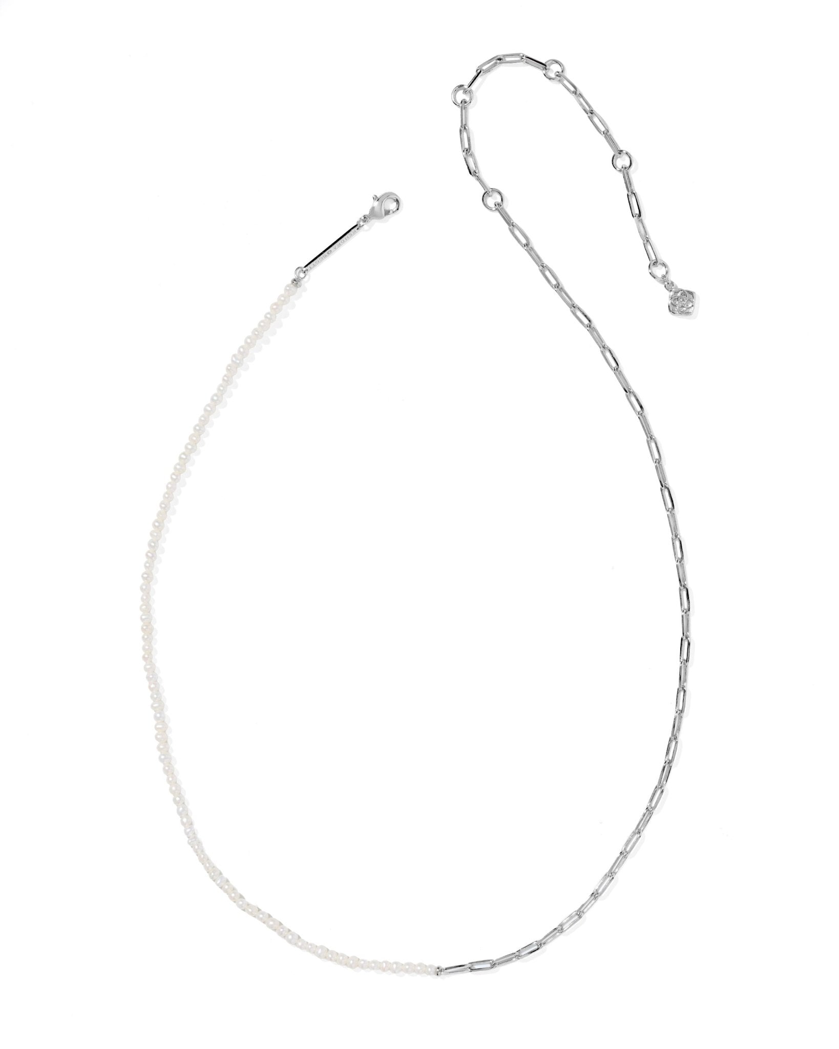 Kendra Scott Markie Half Chain Necklace | Silver | Freshwater Pearl