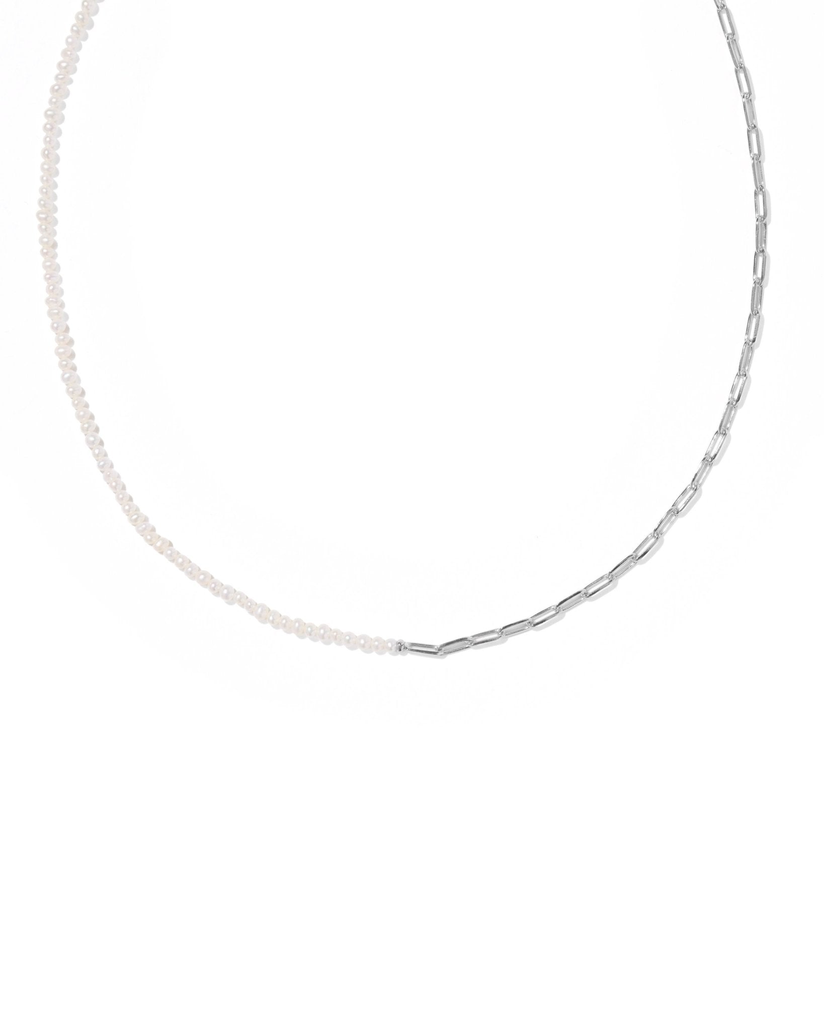 Kendra Scott Markie Half Chain Necklace | Silver | Freshwater Pearl - Juli's Wearable Art