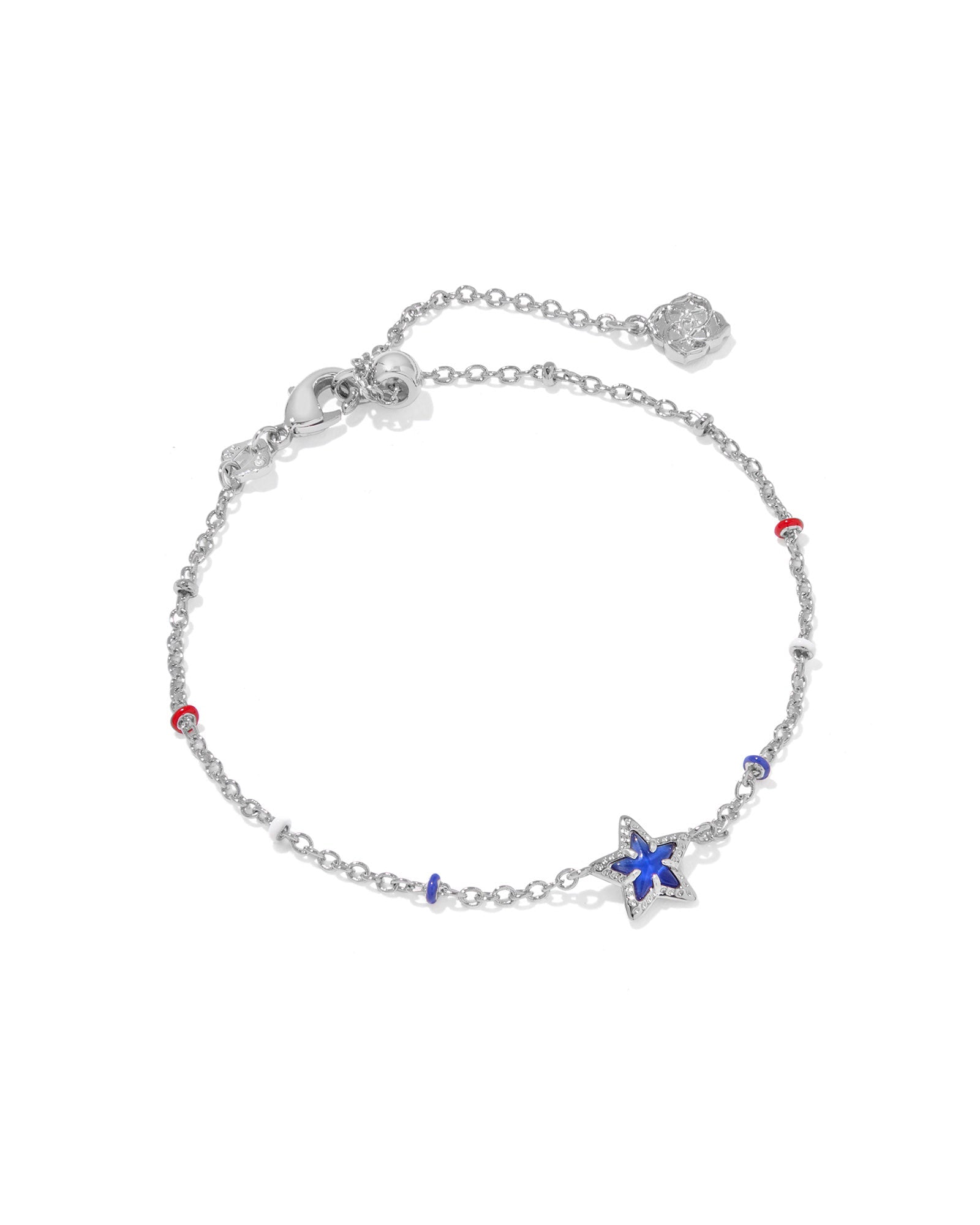 Kendra Scott Mini Cassidy Delicate Chain Bracelet | Silver Cobalt Blue Illusion