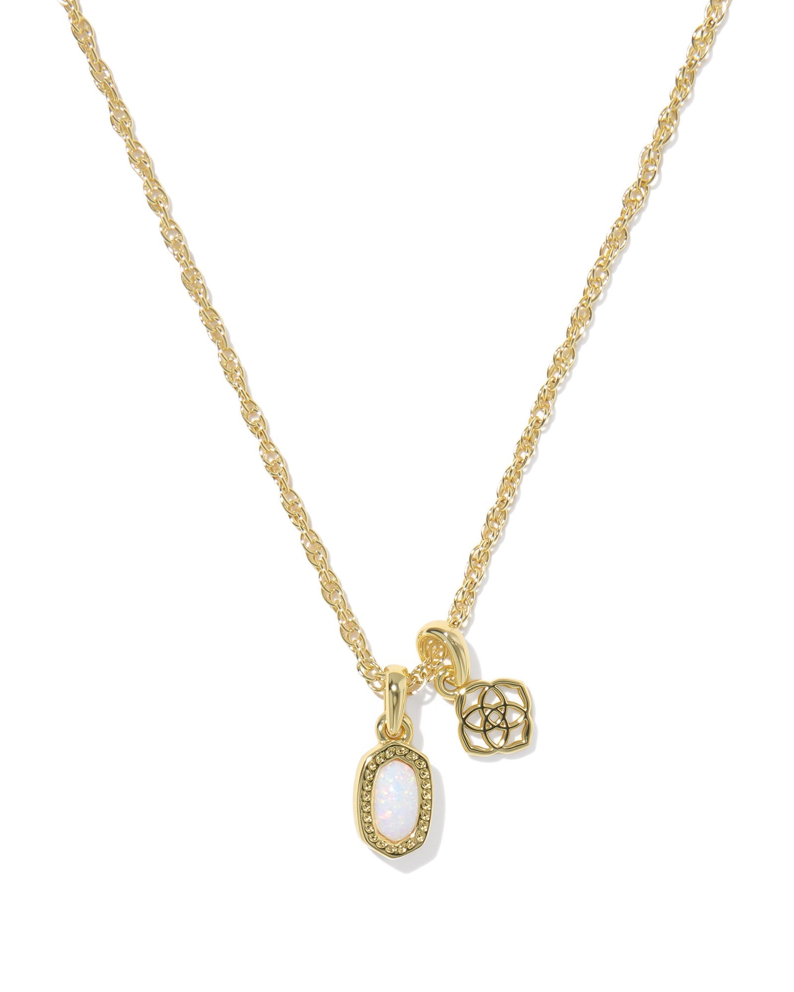 Kendra Scott Mini Elisa Dira Necklace | Gold | Bright White Lab Grown Opal