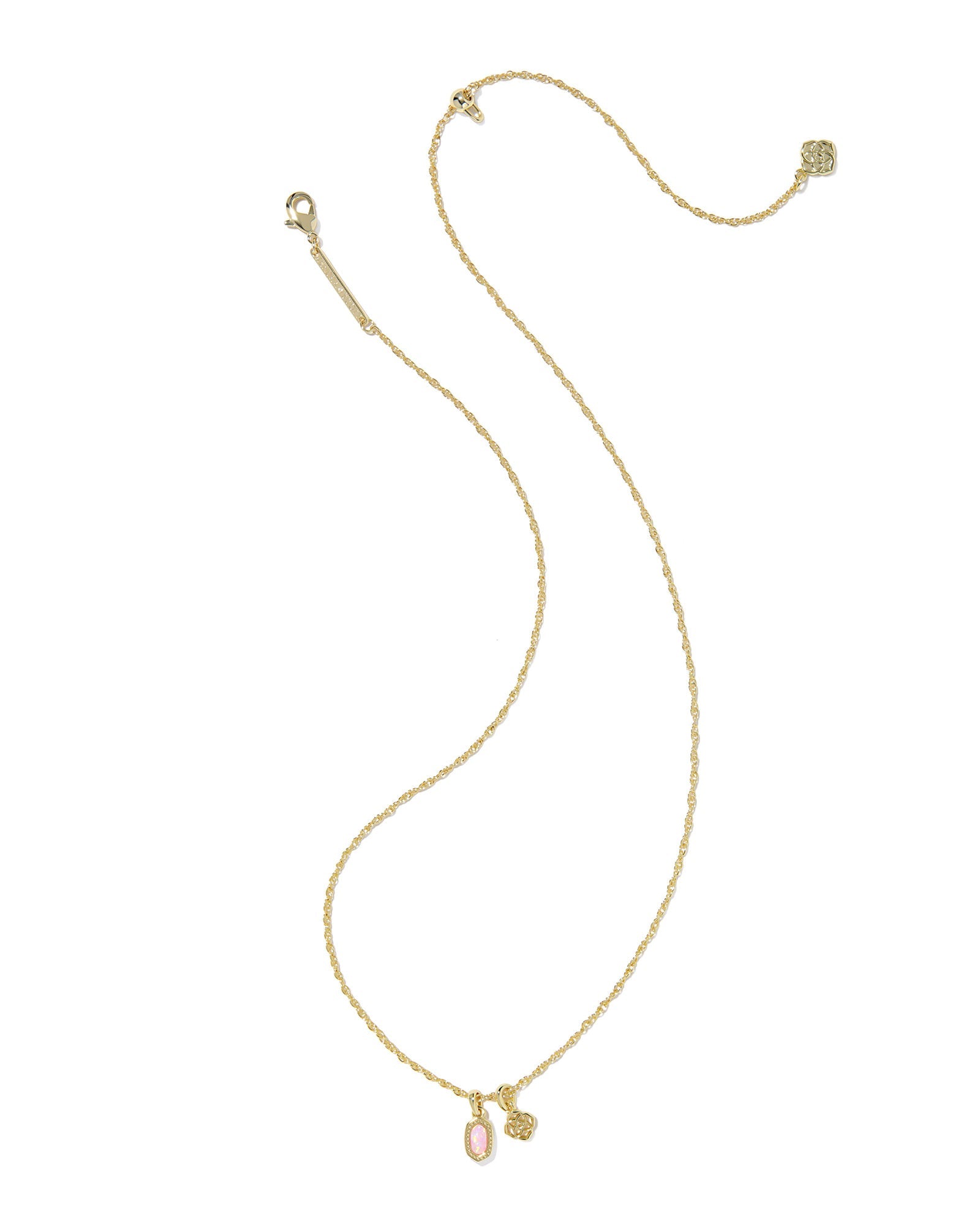 Kendra Scott Mini Elisa Dira Necklace | Gold | Light Pink Lab Grown Opal