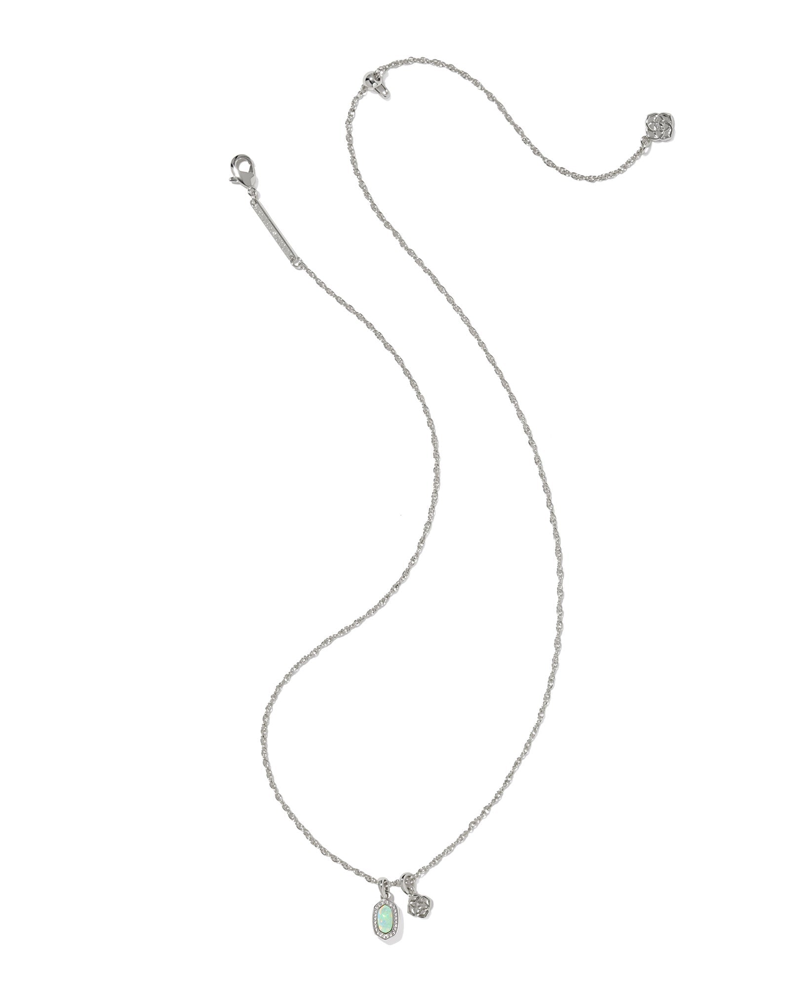 Kendra Scott Mini Elisa Dira Necklace | Silver | Green Lab Grown Opal