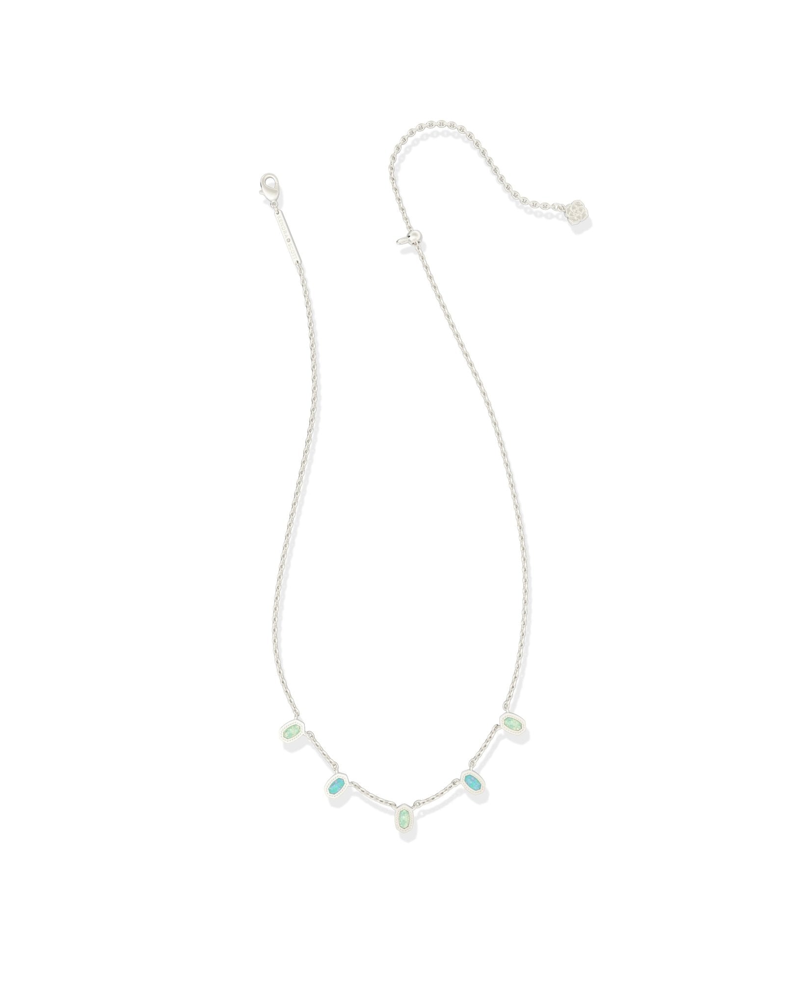 Kendra Scott Mini Elisa Strand Necklace | Silver Green Mix