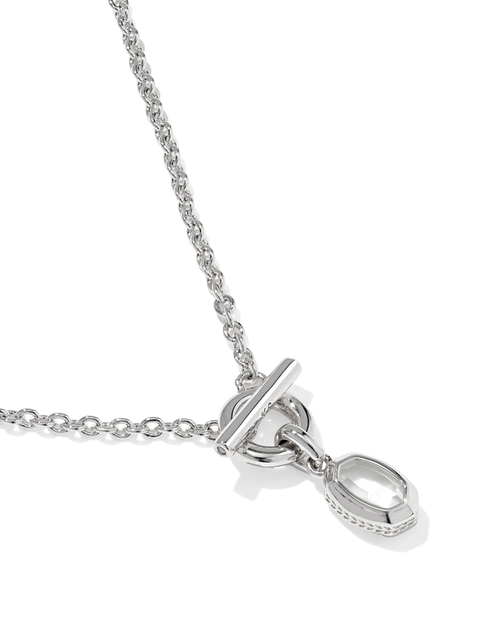 Kendra Scott Mini Elisa Toggle Short Pendant Necklace | Silver | Ivory Mother of Pearl