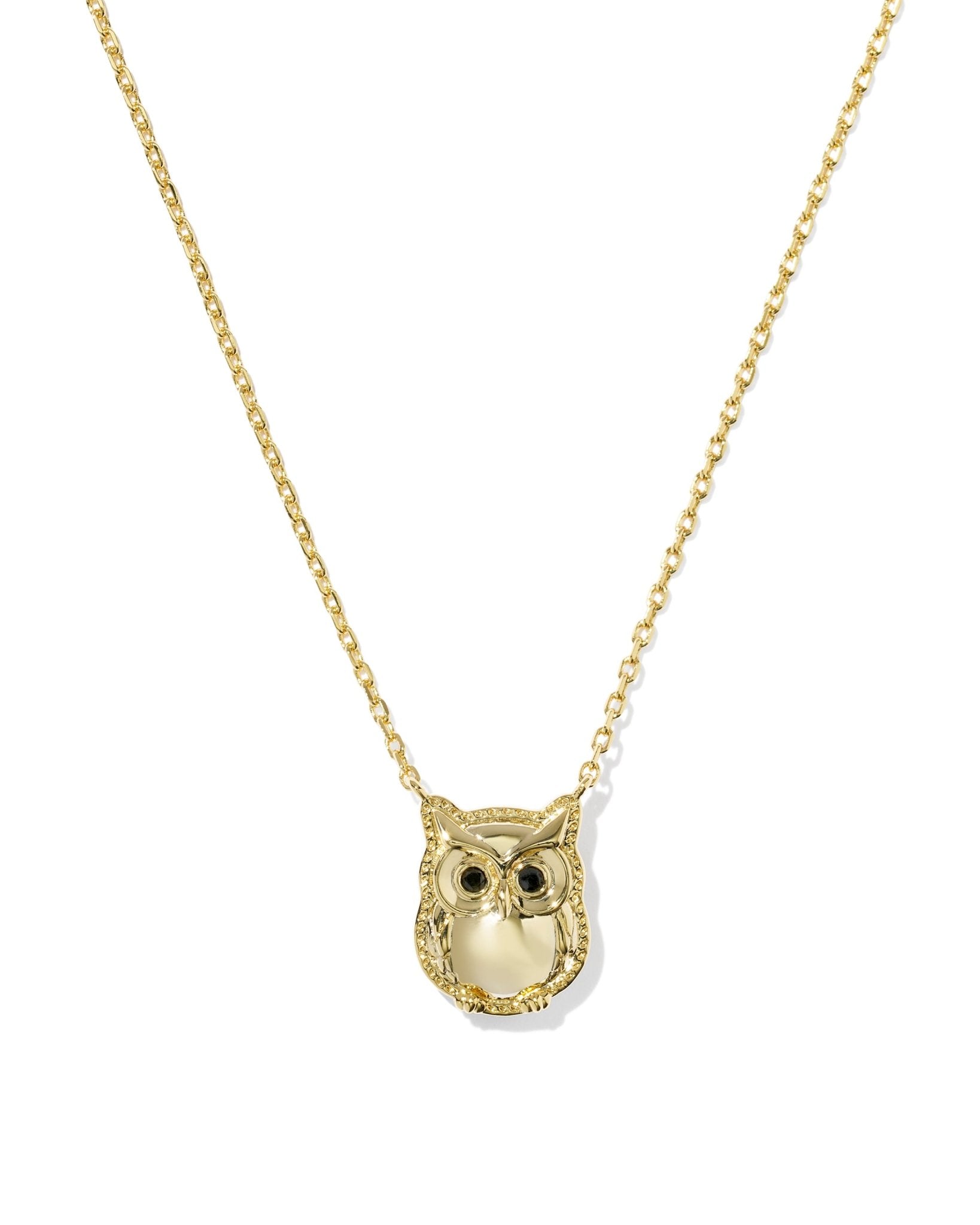 Kendra Scott Owl Short Pendant Necklace | Gold Sheen Obsidian | Reversible