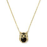 Kendra Scott Owl Short Pendant Necklace | Gold Sheen Obsidian | Reversible - Juli's Wearable Art