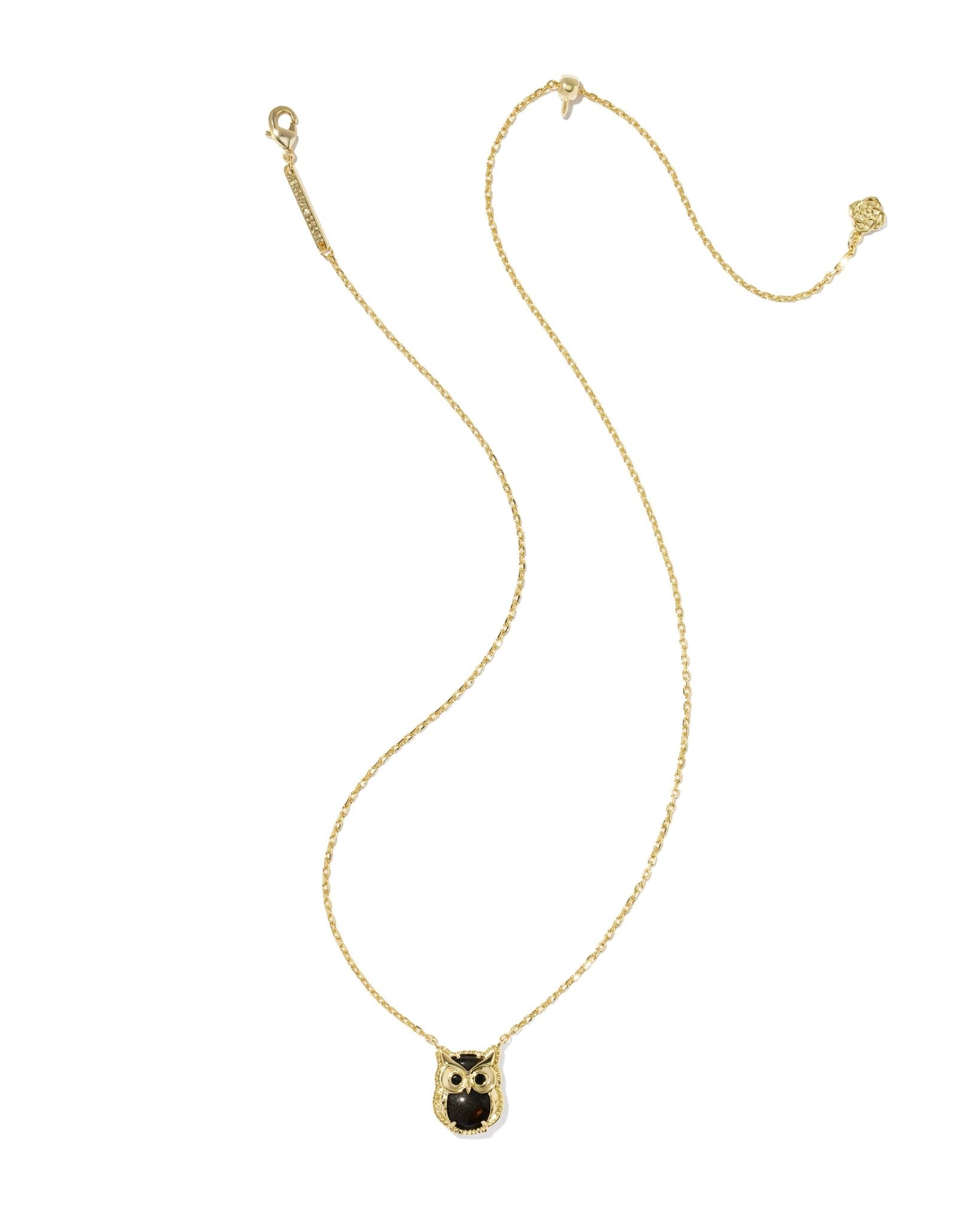 Kendra Scott Owl Short Pendant Necklace | Gold Sheen Obsidian | Reversible - Juli's Wearable Art
