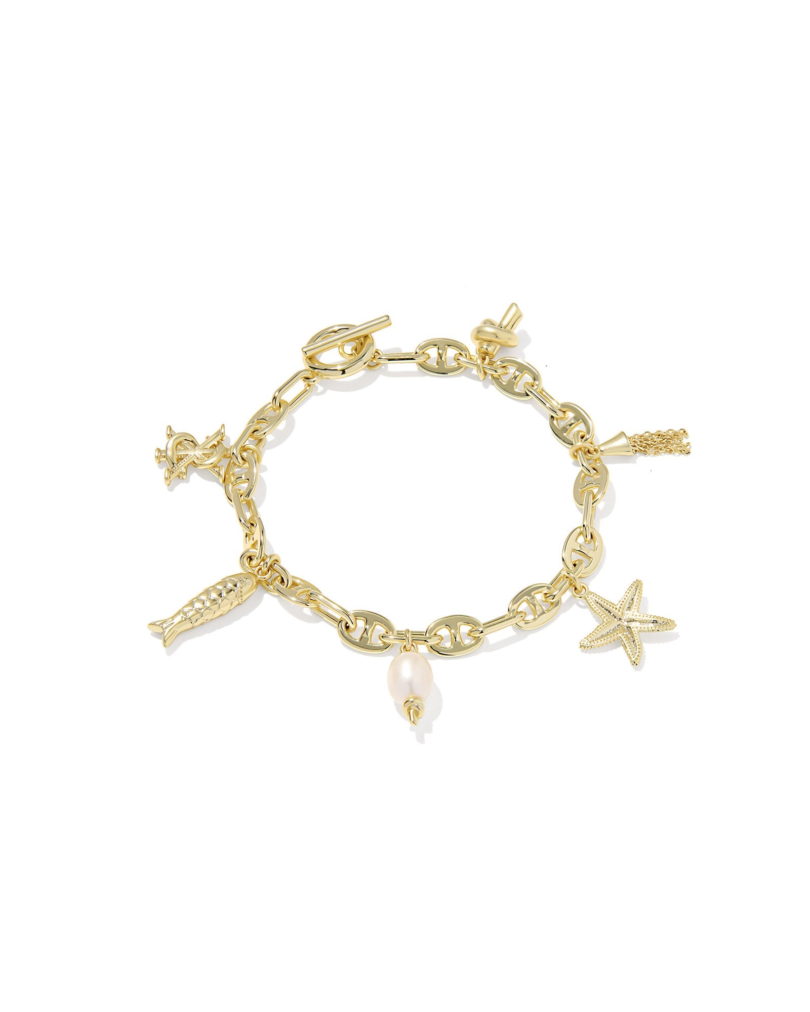 Kendra Scott Parker Charm Bracelet | Gold Freshwater Cultured Pearl - Juli's Wearable Art