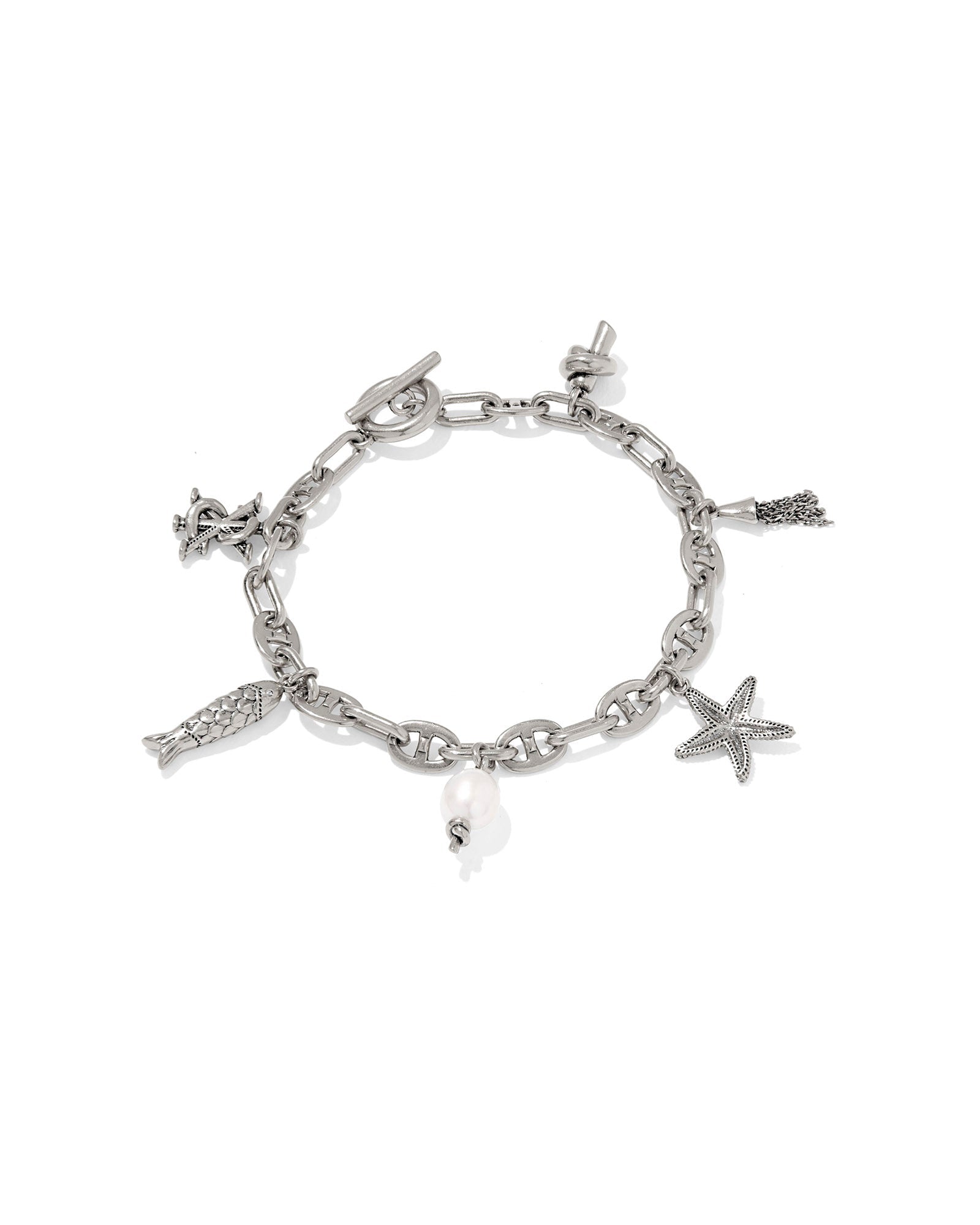 Kendra Scott Parker Charm Bracelet | Vintage Silver Freshwater Cultured Pearl - Juli's Wearable Art
