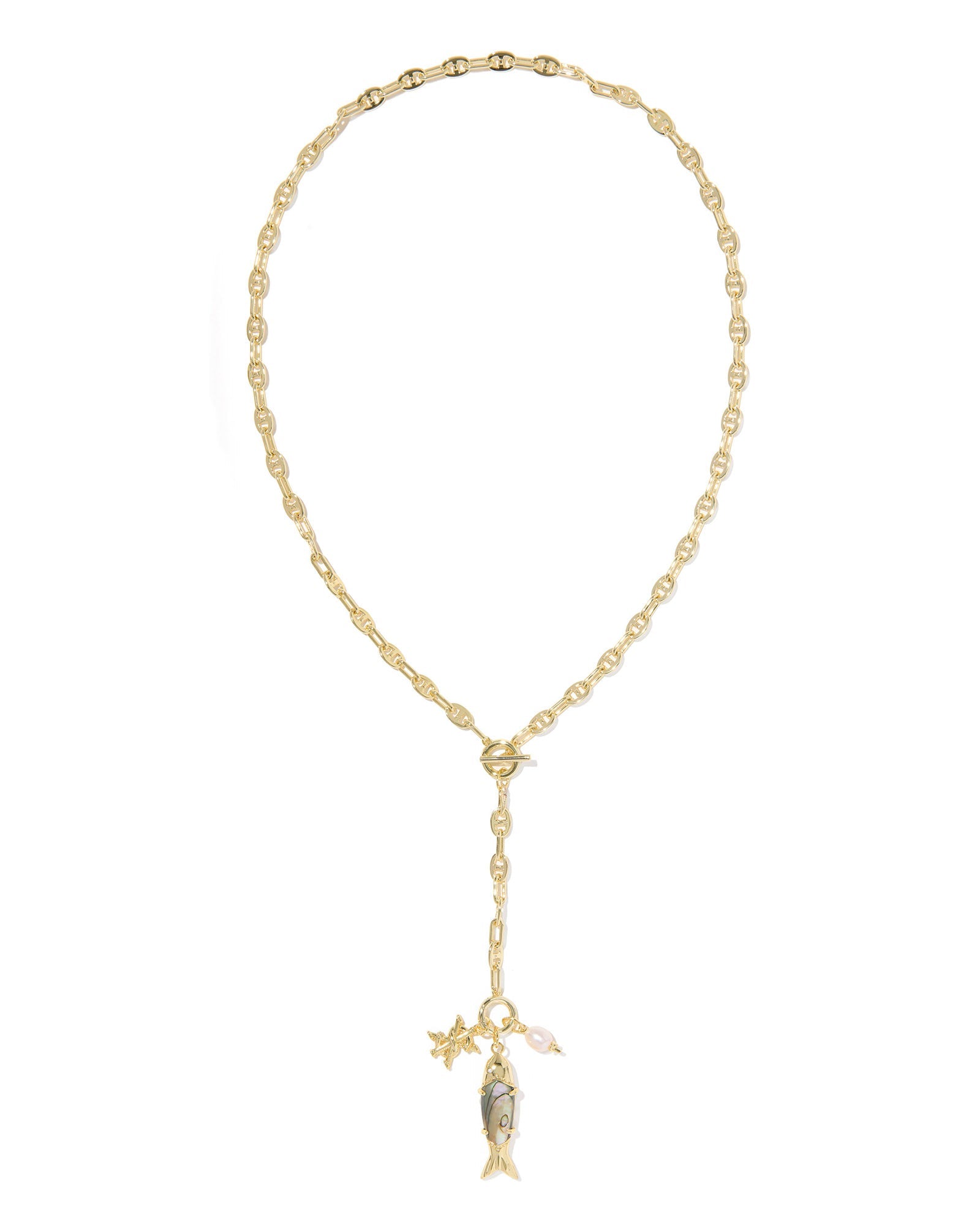 Kendra Scott Parker Fish Long Charm Necklace | Gold | Abalone Shell - Juli's Wearable Art