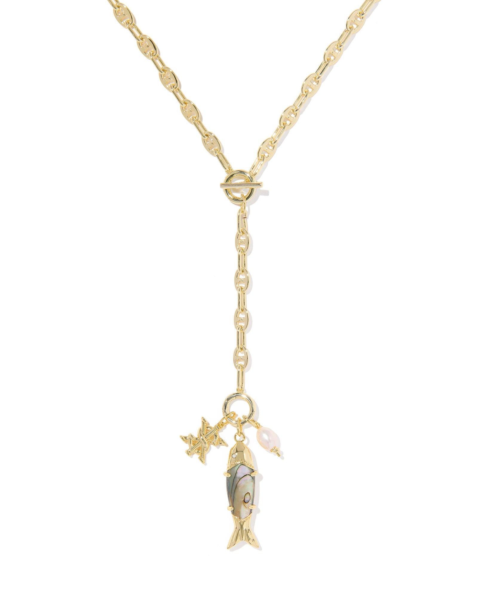 Kendra Scott Parker Fish Long Charm Necklace | Gold | Abalone Shell - Juli's Wearable Art