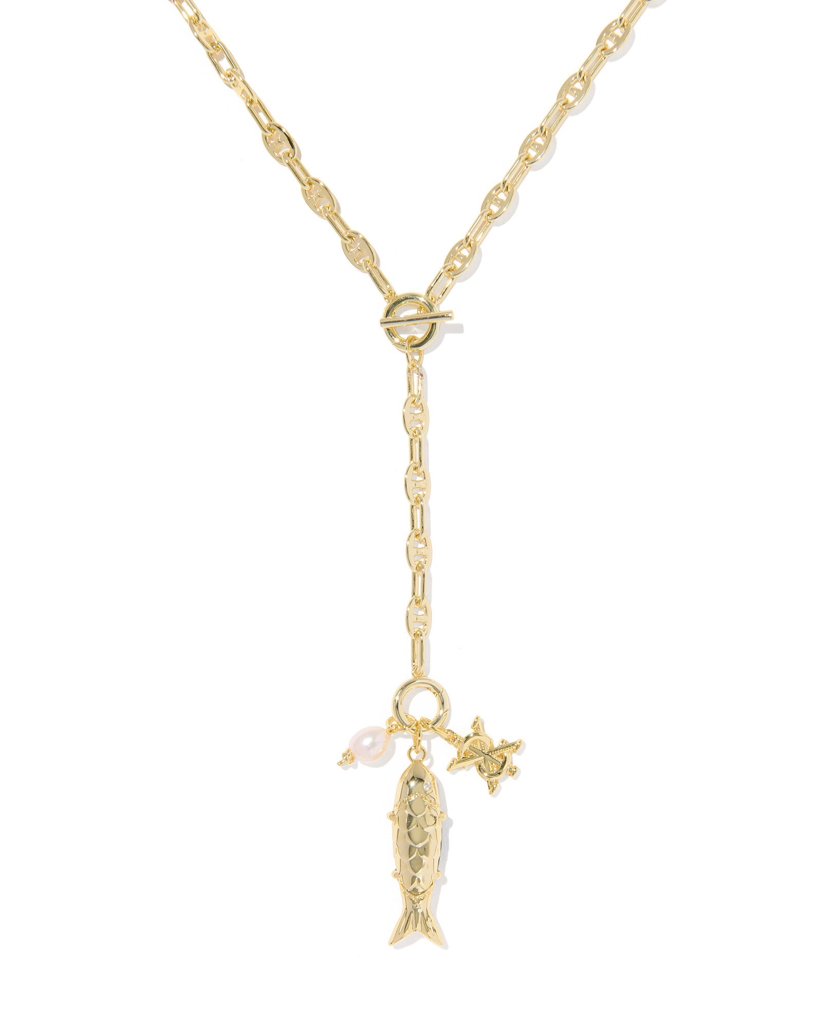 Kendra Scott Parker Fish Long Charm Necklace | Gold | Abalone Shell - Juli's Wearable Art