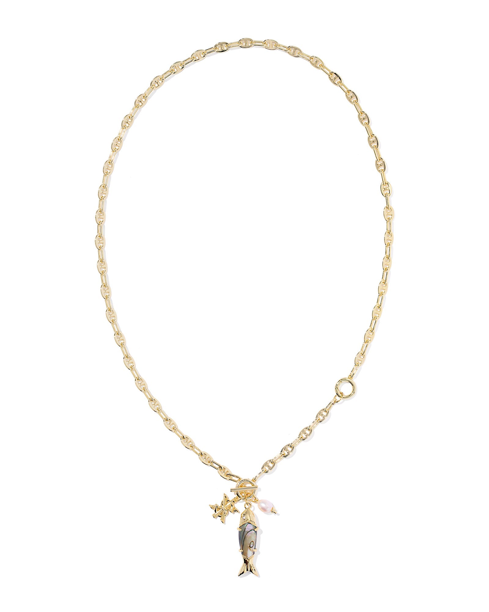 Kendra Scott Parker Fish Long Charm Necklace | Gold | Abalone Shell