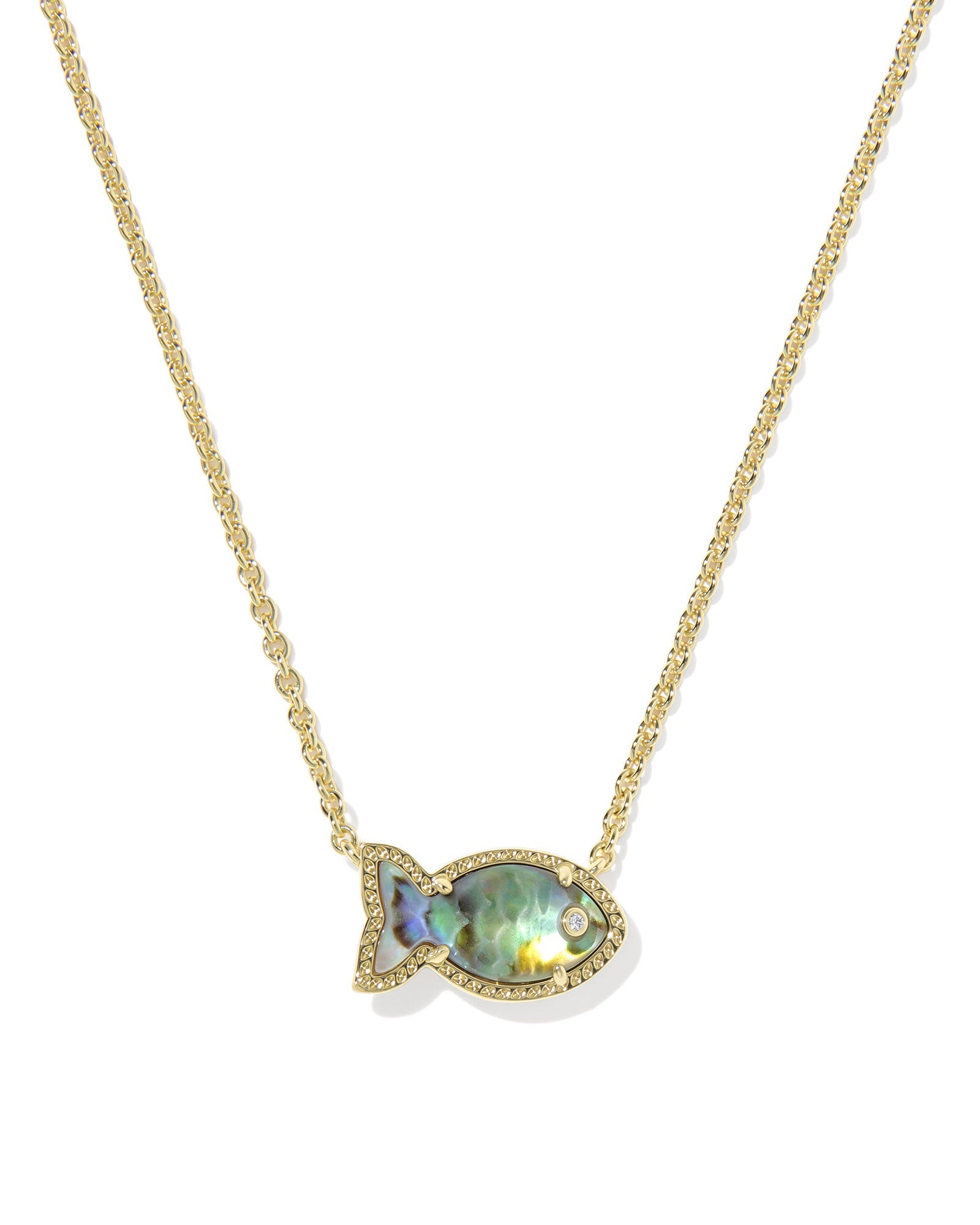 Kendra Scott Parker Fish Short Pendant Necklace | Gold | Abalone Shell - Juli's Wearable Art